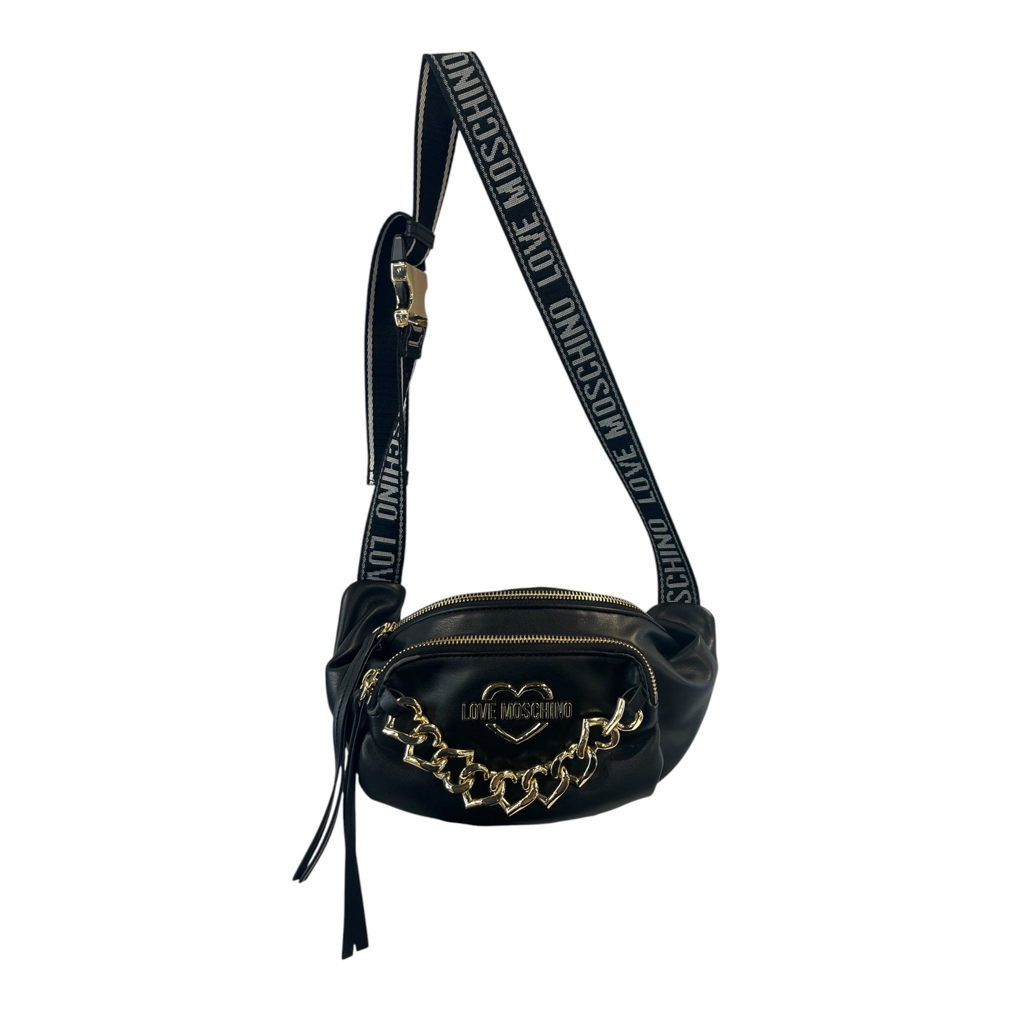 LOVE MOSCHINO/Fanny Pack/Leather/BLK/HEART CHARM BELT BAG view 1