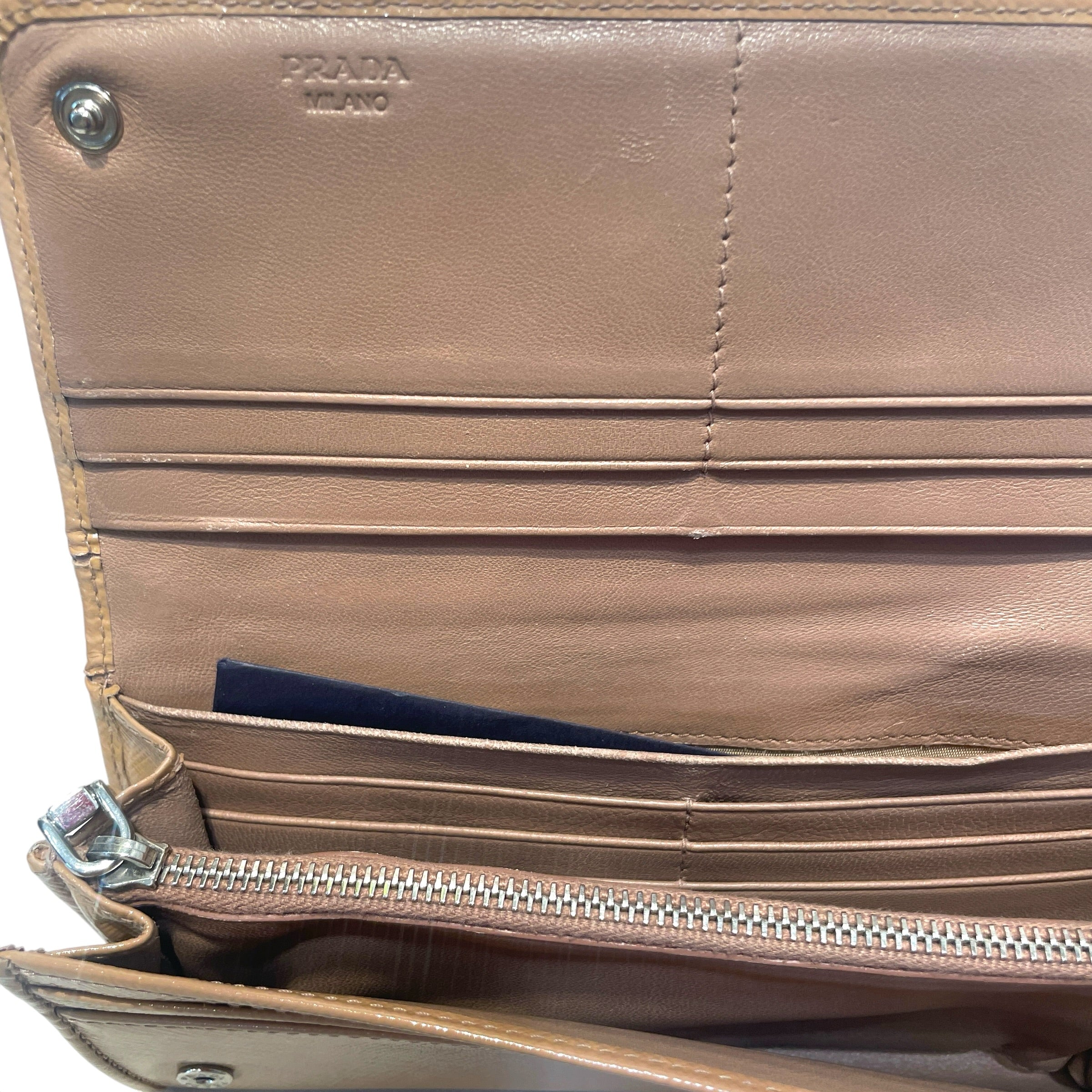 PRADA/Long Wallet/Leather/BEG/L's/Jeweled Saffiano Wallet view 3