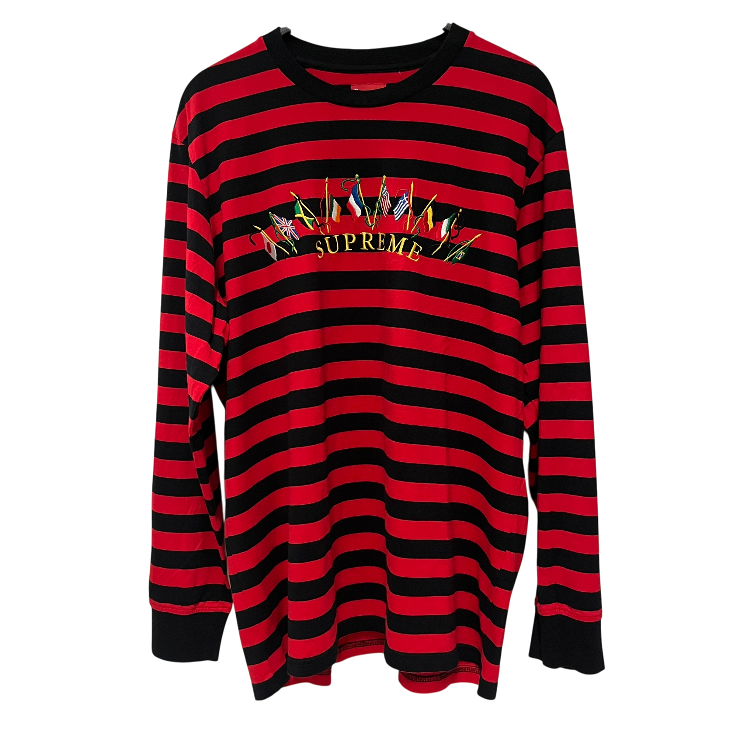 Supreme/LS T-Shirt/XL/Cotton/RED/Stripe/flags stripe view 1