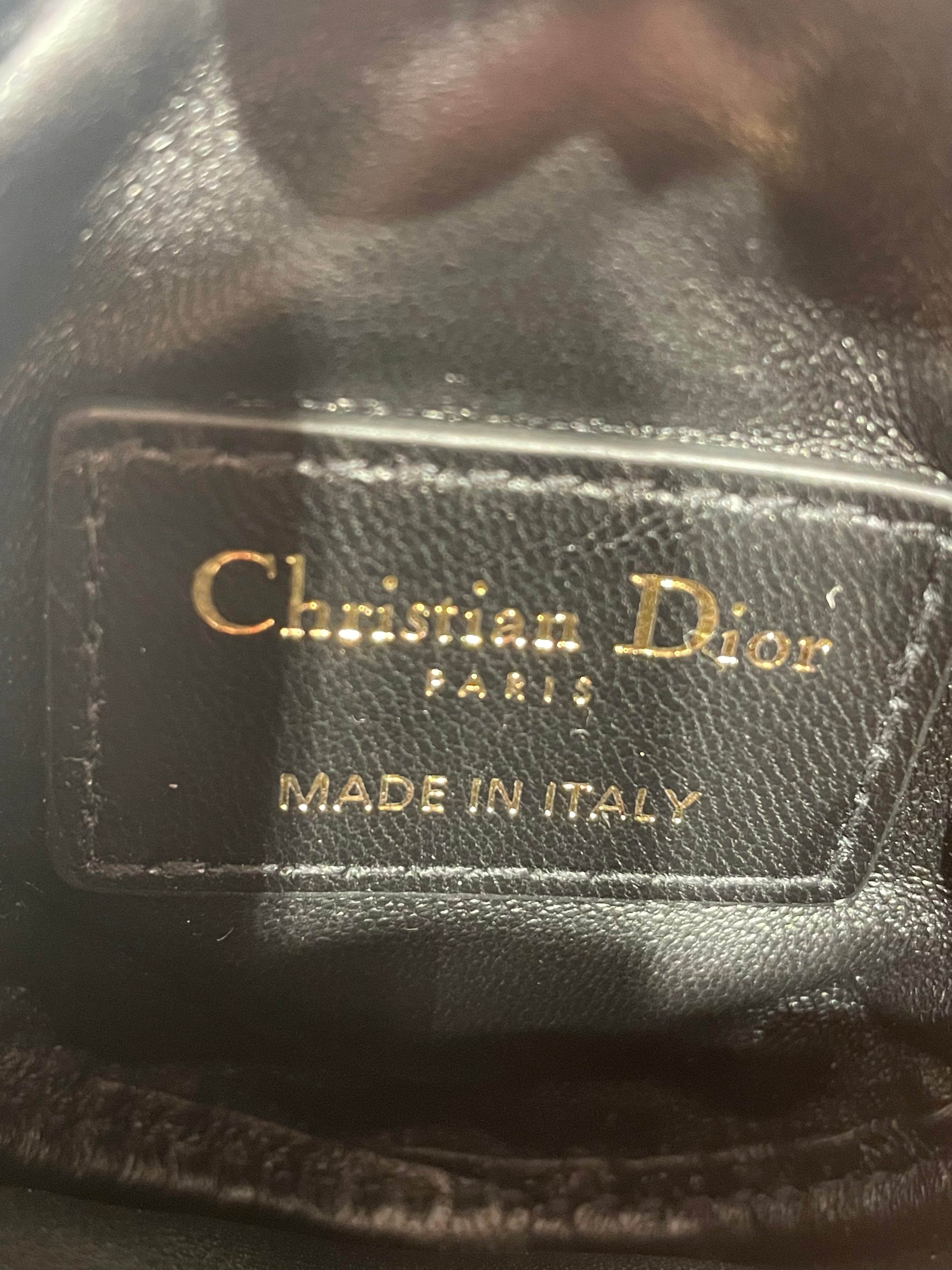 Christian Dior/Cross Body Bag/Leather/BLK/Caro Quilted Circle Pouch view 3