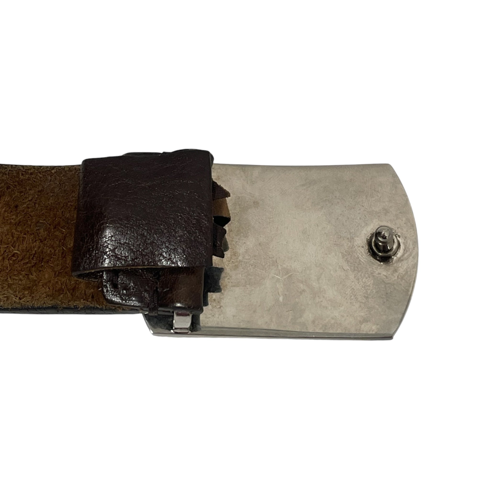 GUCCI/Belt/Leather/BRW/M's/GUCCI SILVER BUCKLE BELT view 4