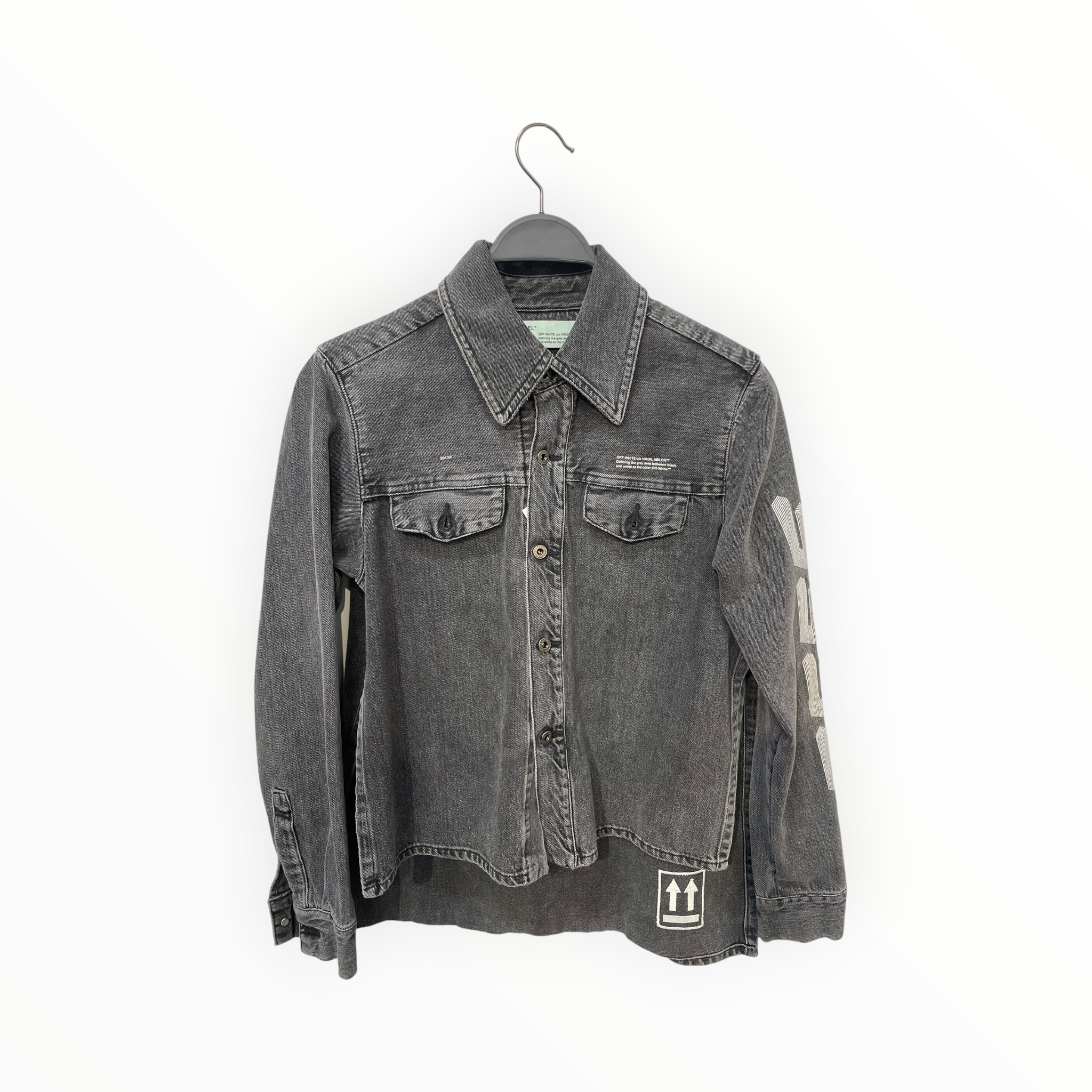 OFF-WHITE/Denim Jkt/40/Denim/GRY/side slits view 1