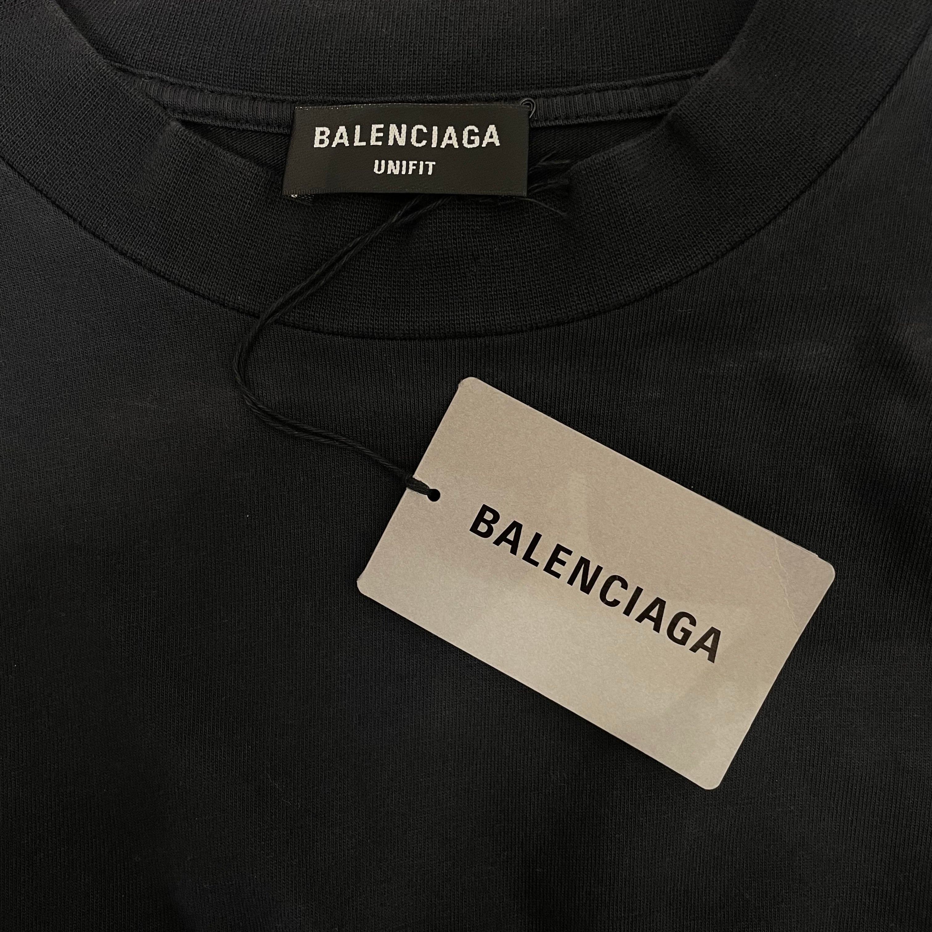 BALENCIAGA/T-Shirt/4/Cotton/BLK/2021 FADED BLACK PLAIN view 3