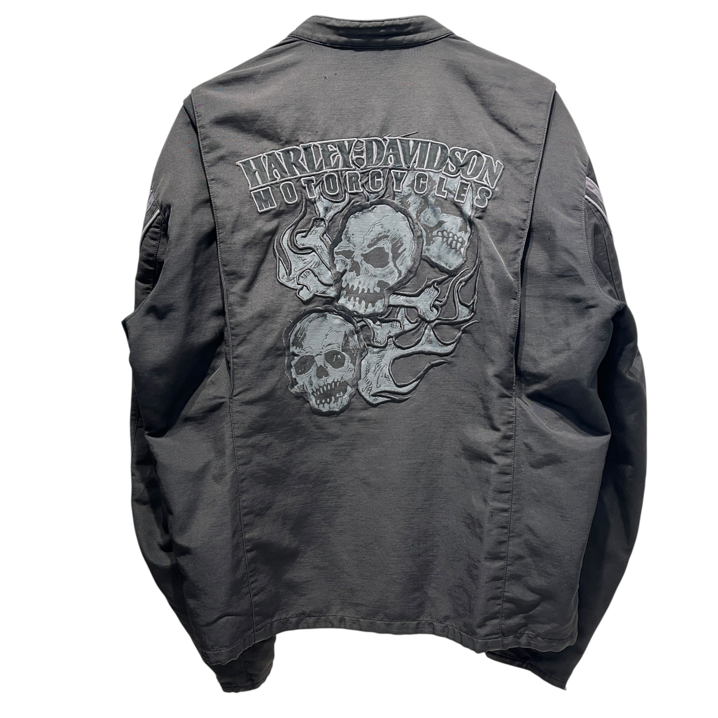 HARLEY DAVIDSON/Tops/L/Cotton/BLK/3 flame skull view 2