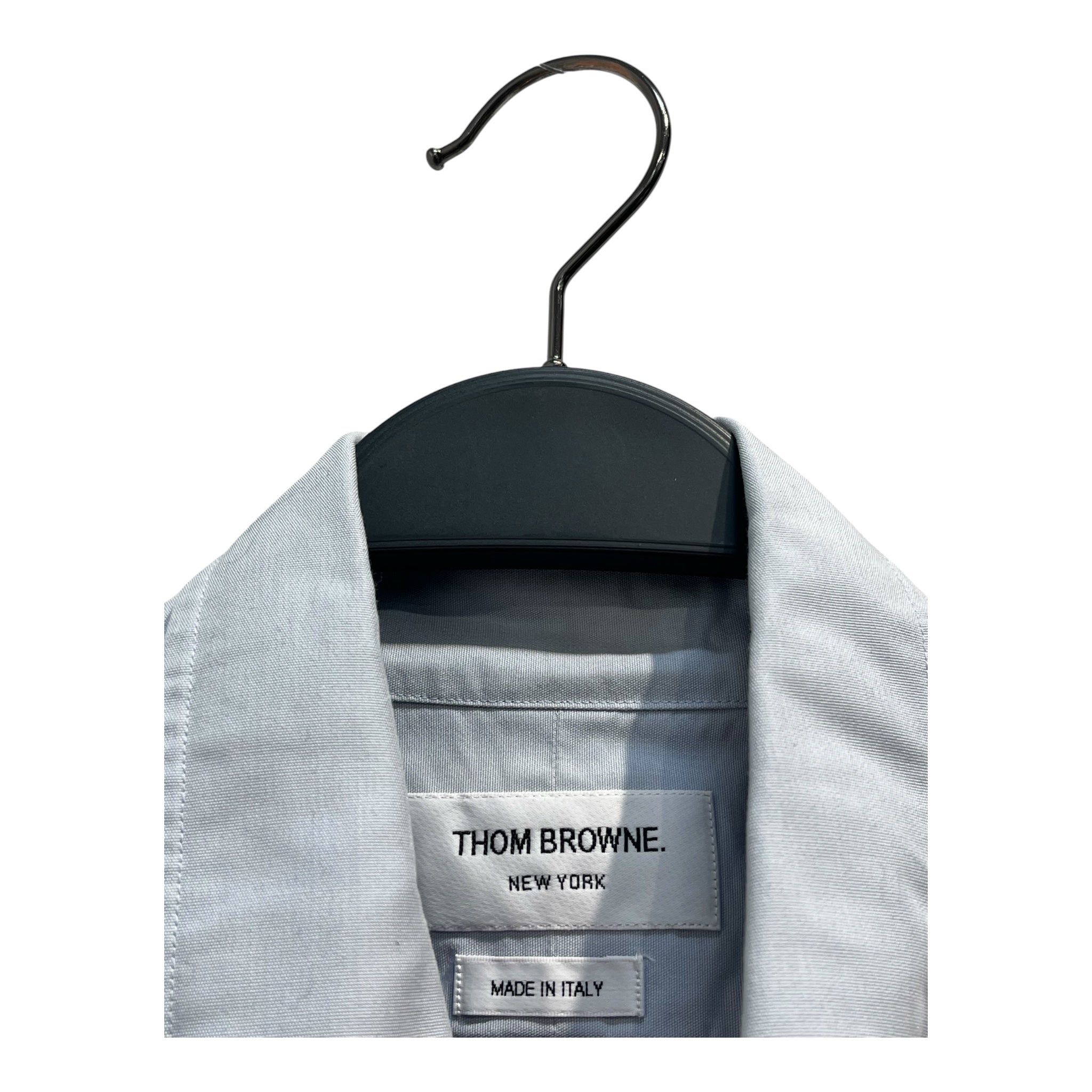 THOM BROWNE. NEW YORK/SS Shirt/3/Cotton/BLU/BABY BLUE 3 STRIPE SLEEVE view 3