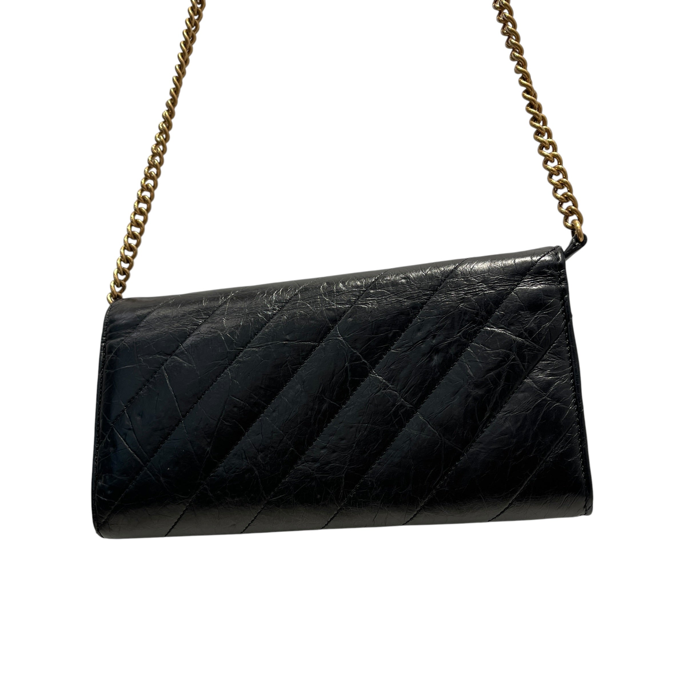 BALENCIAGA/Cross Body Bag/Leather/BLK/crush wallet on chain view 18