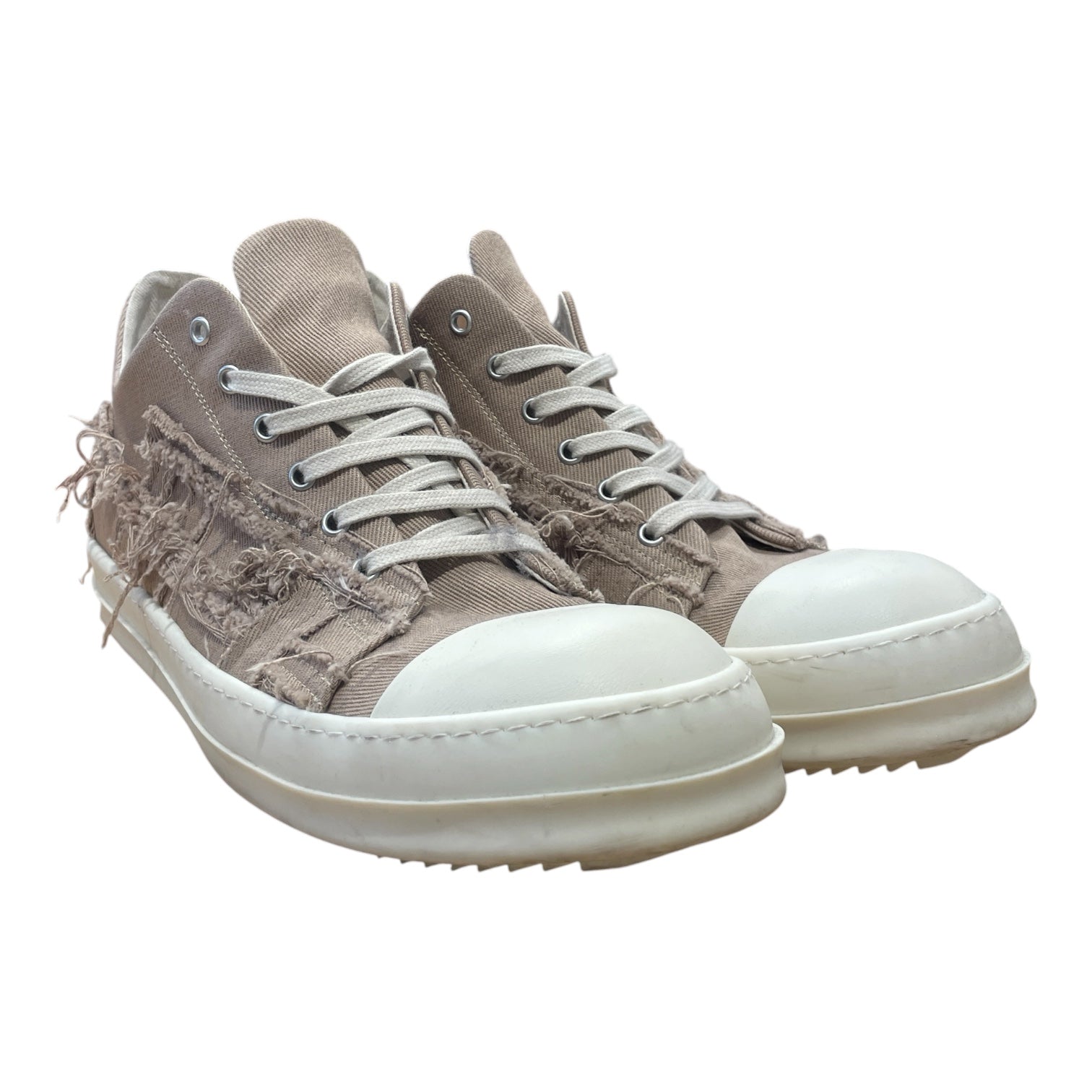 RICK OWENS DRKSHDW/Low-Sneakers/US 13/Cotton/BEG/LOOSE THREADS/WHITE LACES view 2