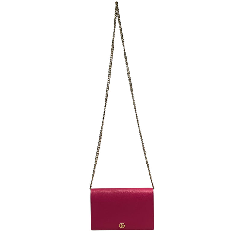 GUCCI/Cross Body Bag/Leather/PNK/MARMOT CHAIN WALLET