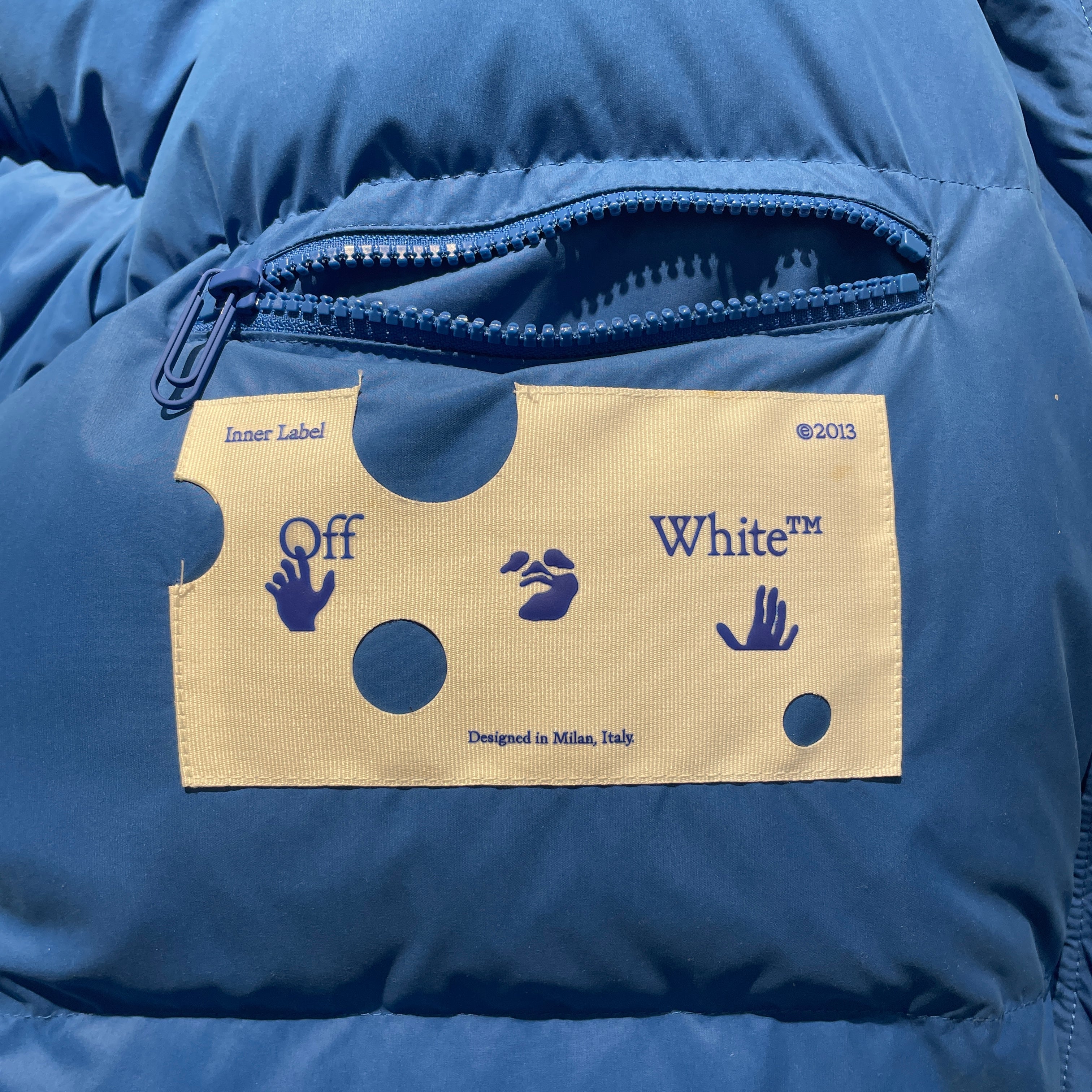 OFF-WHITE/Quilted Vest/M/Polyester/BLU/Bounce Down-Feather view 3
