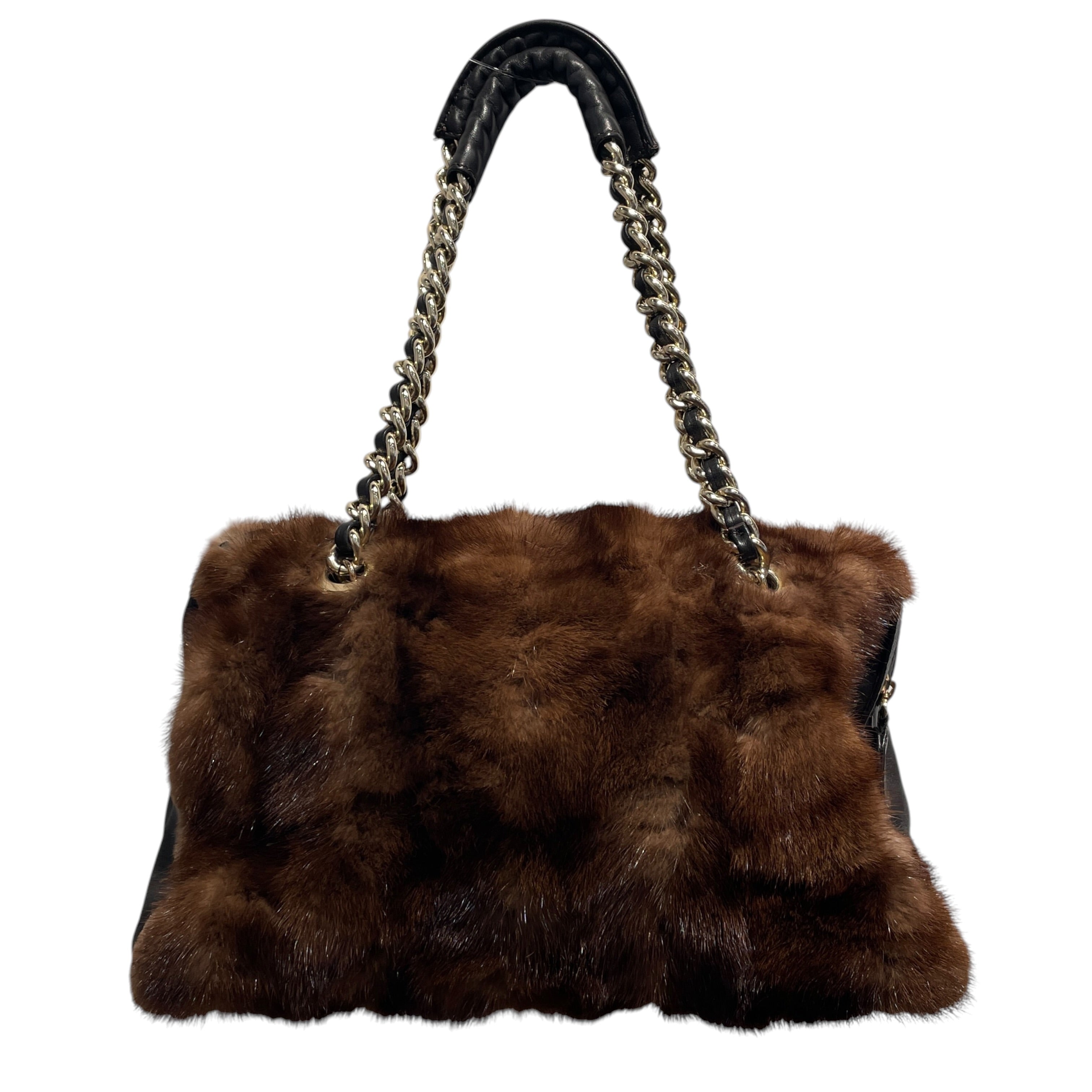 Paolo Masi/Bag/Stripe/Fur/BRW/ view 1