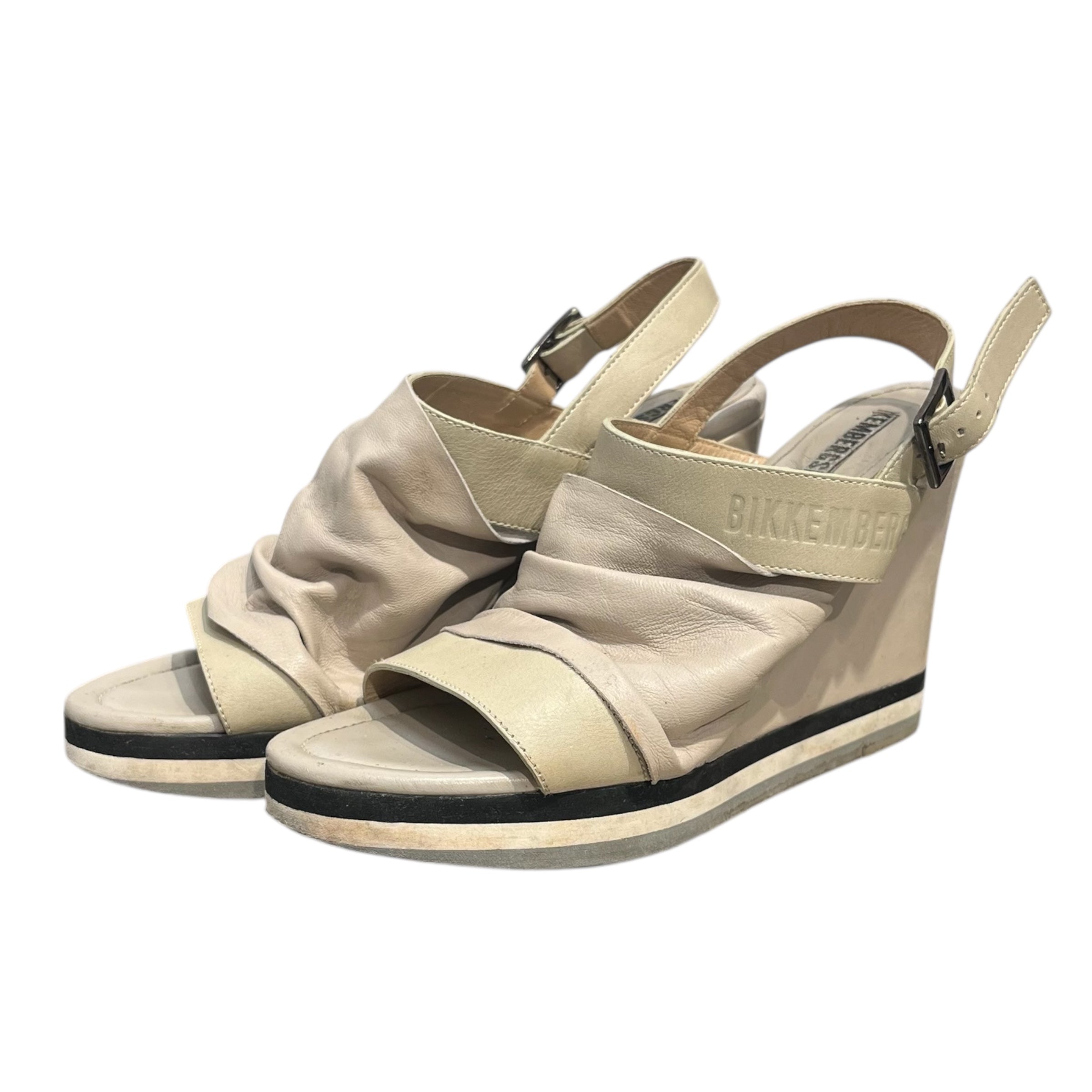 DIRK BIKKEMBERGS/Heels/EU 39/Leather/CRM/WRINKLE LEATHER WEGE HEELS view 4