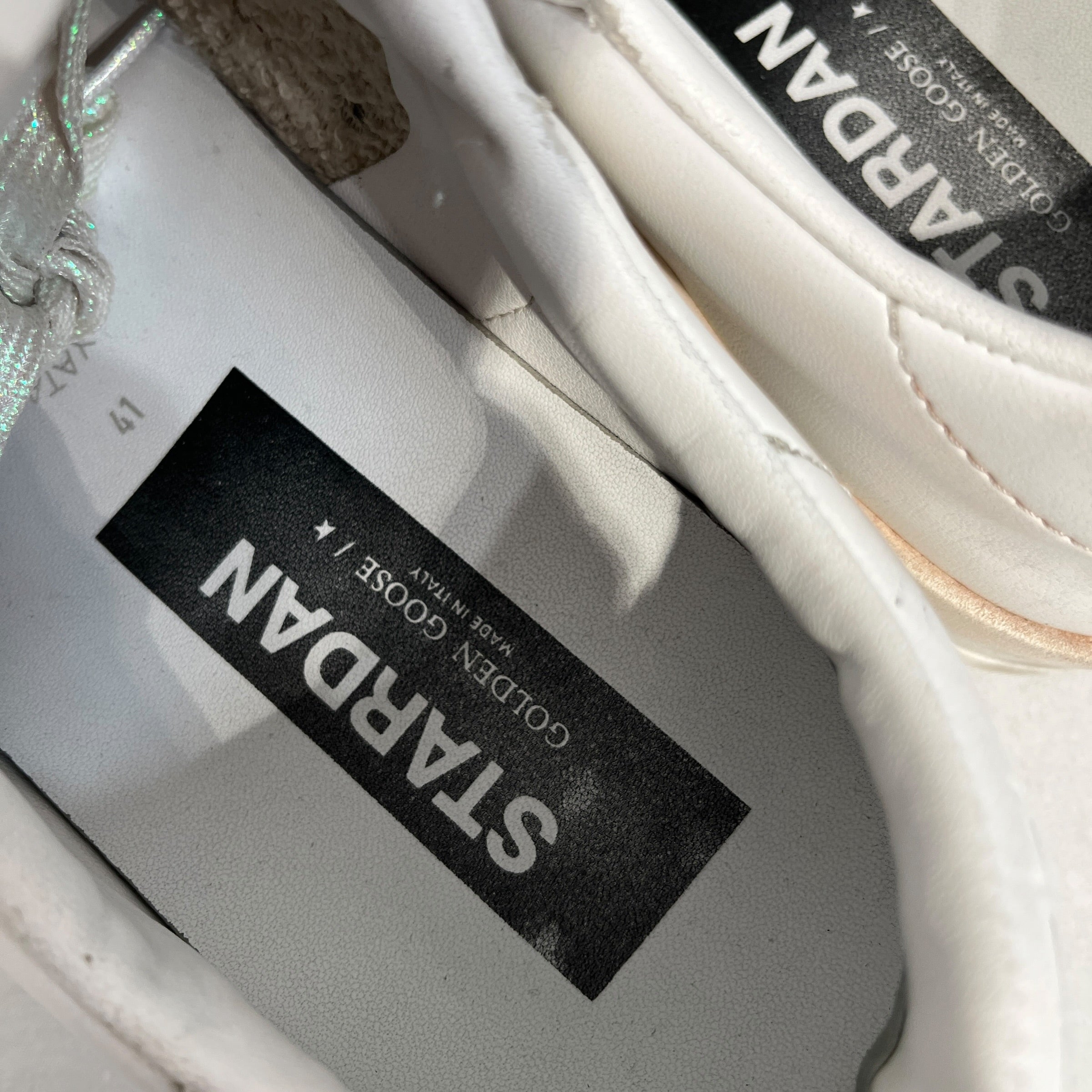 GOLDEN GOOSE/Low-Sneakers/US 8/Cotton/WHT/stardan iradecent laces view 3