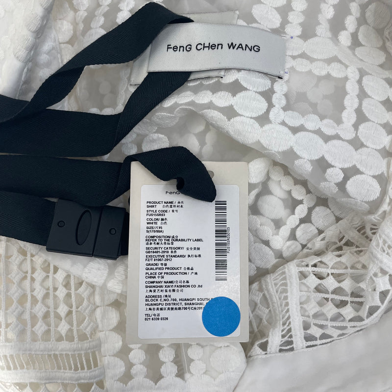 Feng Chen Wang/LS Shirt/S/Cotton/WHT/Lace Cut Out