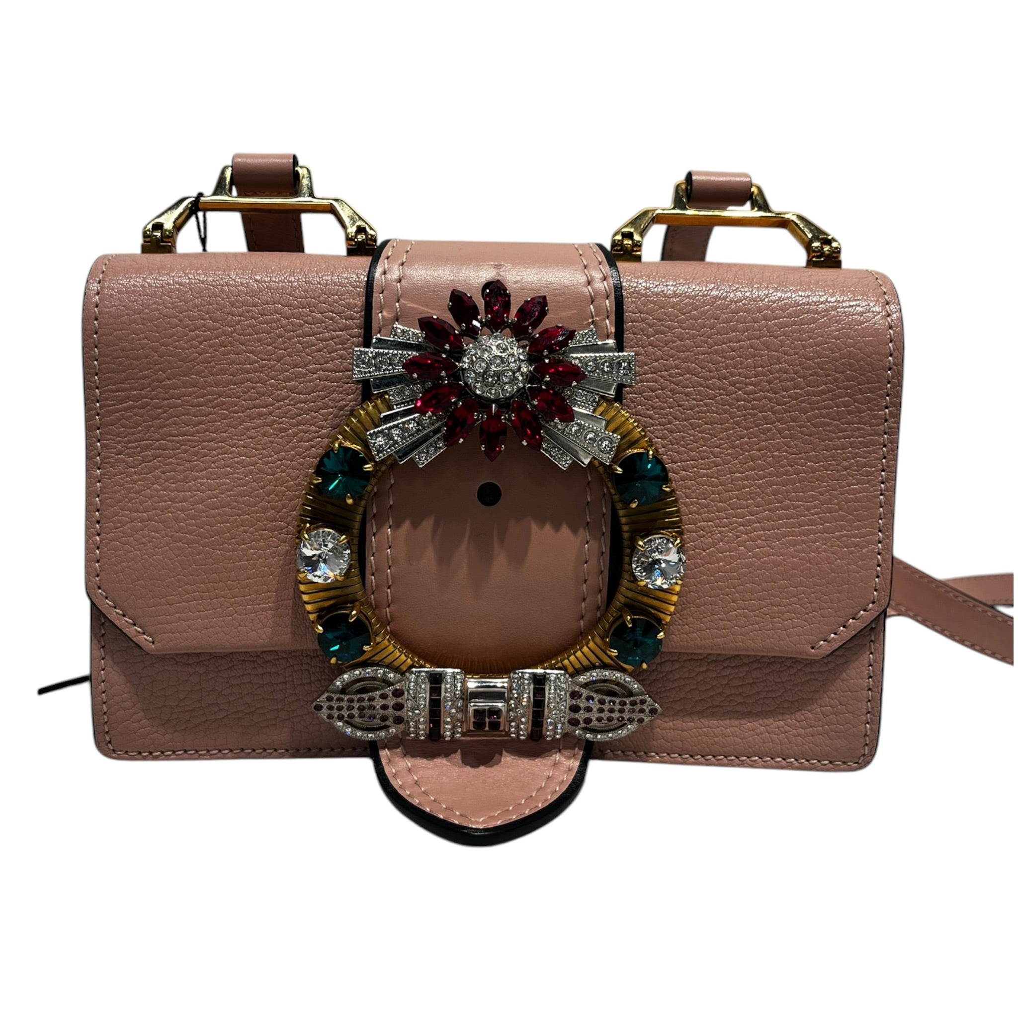 MIU MIU/Cross Body Bag/Leather/PNK/MIU MIU BEJEWELED FLAP view 1
