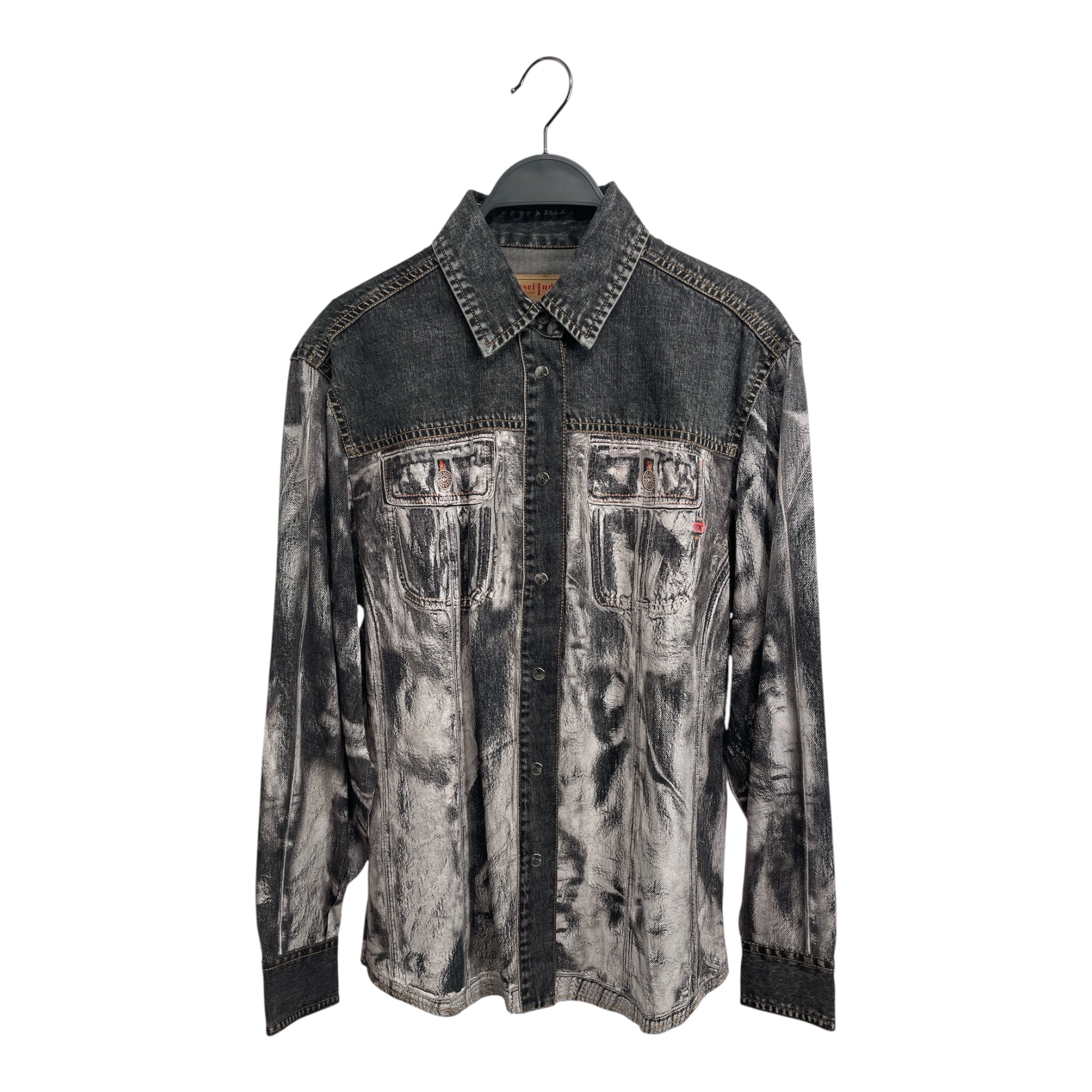 DIESEL/T-Shirt/38/Cotton/GRY/PRINTED DENIM SHIRT view 1
