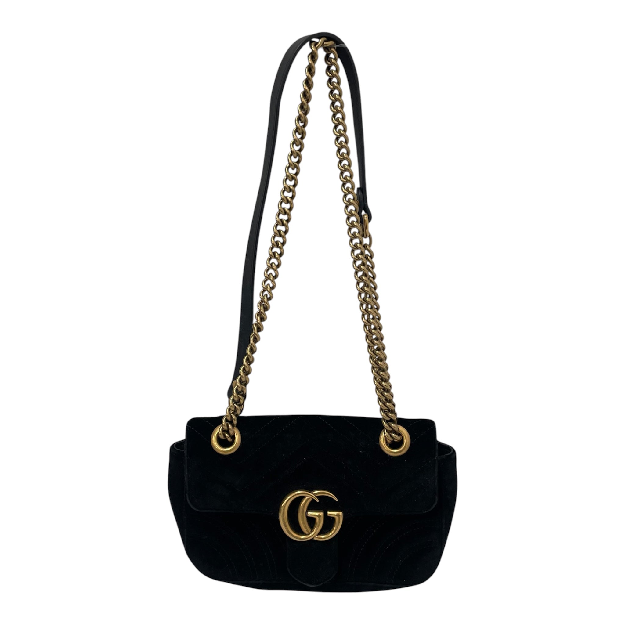 GUCCI/Cross Body Bag/Suede/BLK/GUCCIMARMONT view 1