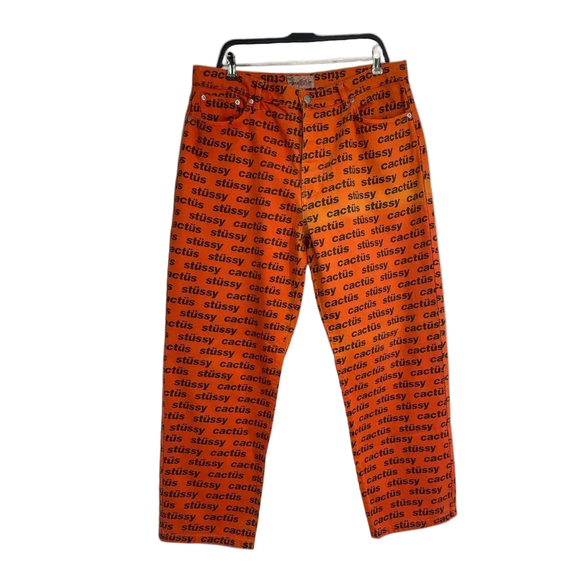 STUSSY/CACTUS PLANT FLEA MARKET/Straight Pants/34/Denim/ORN/All Over Print/BIG OL JEANS\ BRAND ALL OVER view 1