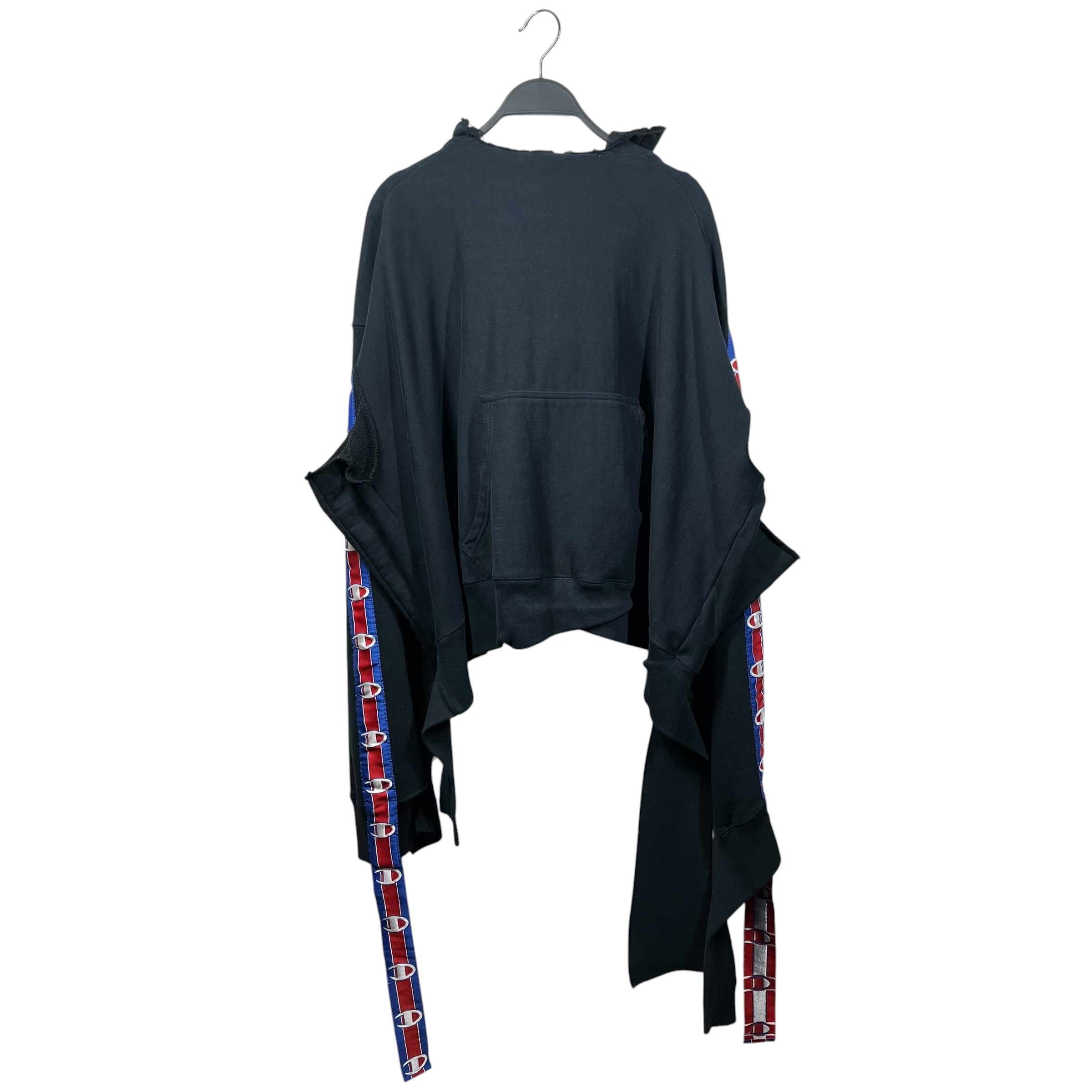 VETEMENTS/Champion/Hoodie/XS/Cotton/BLK/Oversize/Thrashed collab hoodie view 1