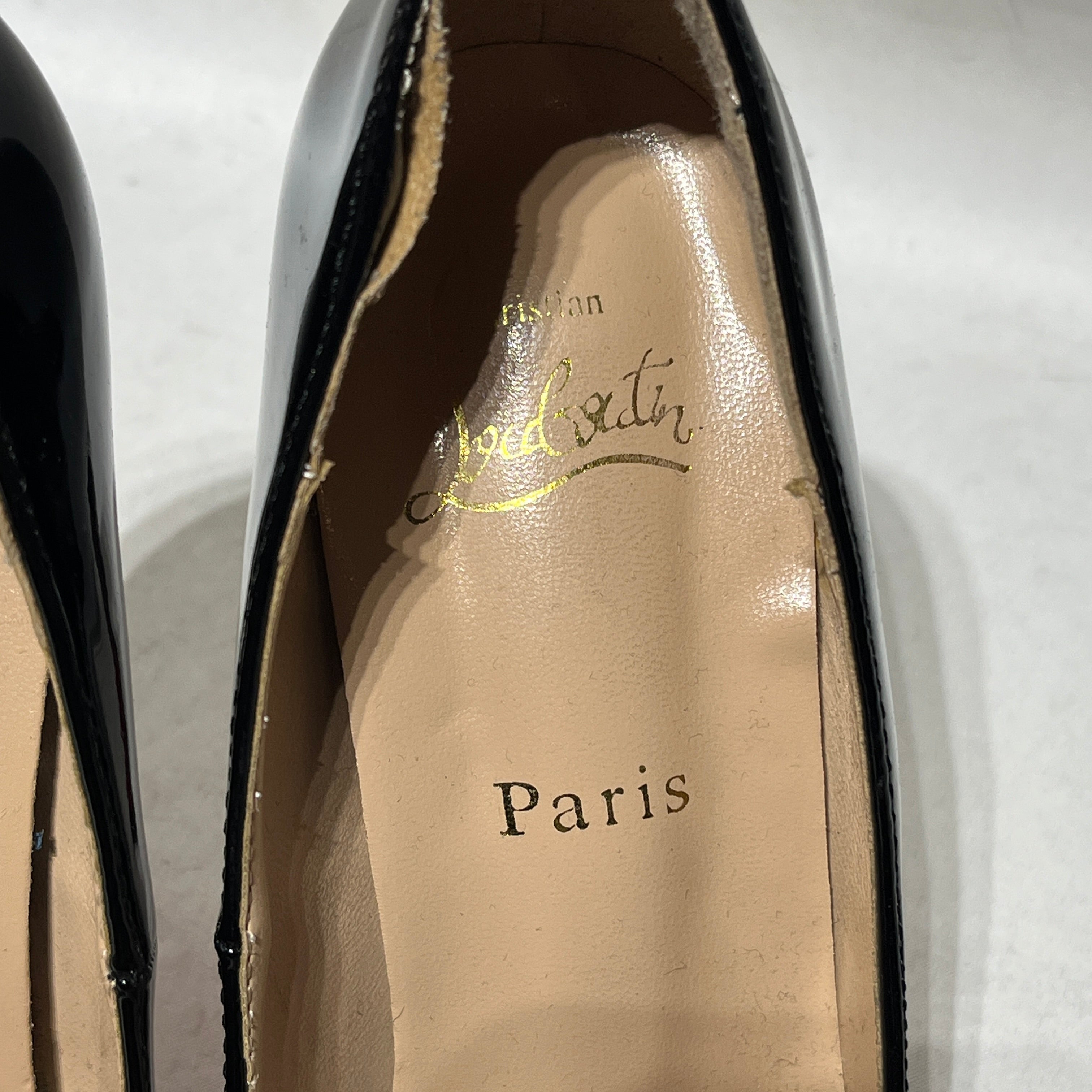 Christian Louboutin/Heels/US 5.5/Leather/BLK/Patent/Kate Pointed Toe 100 mm Pumps view 3