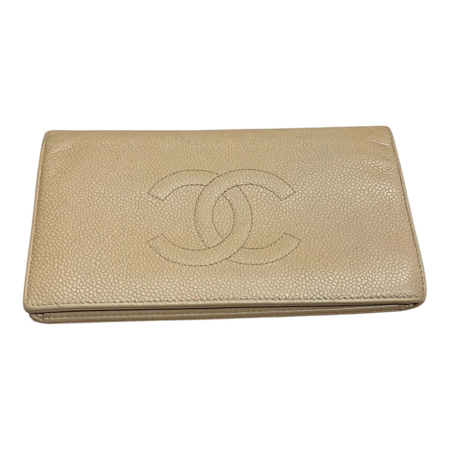 CHANEL/Long Wallet/Leather/BEG/CC LOGO view 1