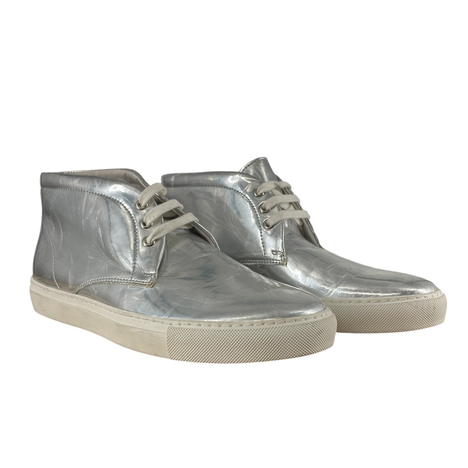 COMME des GARCONS SHIRT/Hi-Sneakers/US 7/Leather/SLV/SILVER LACE UP SNEAKER view 1