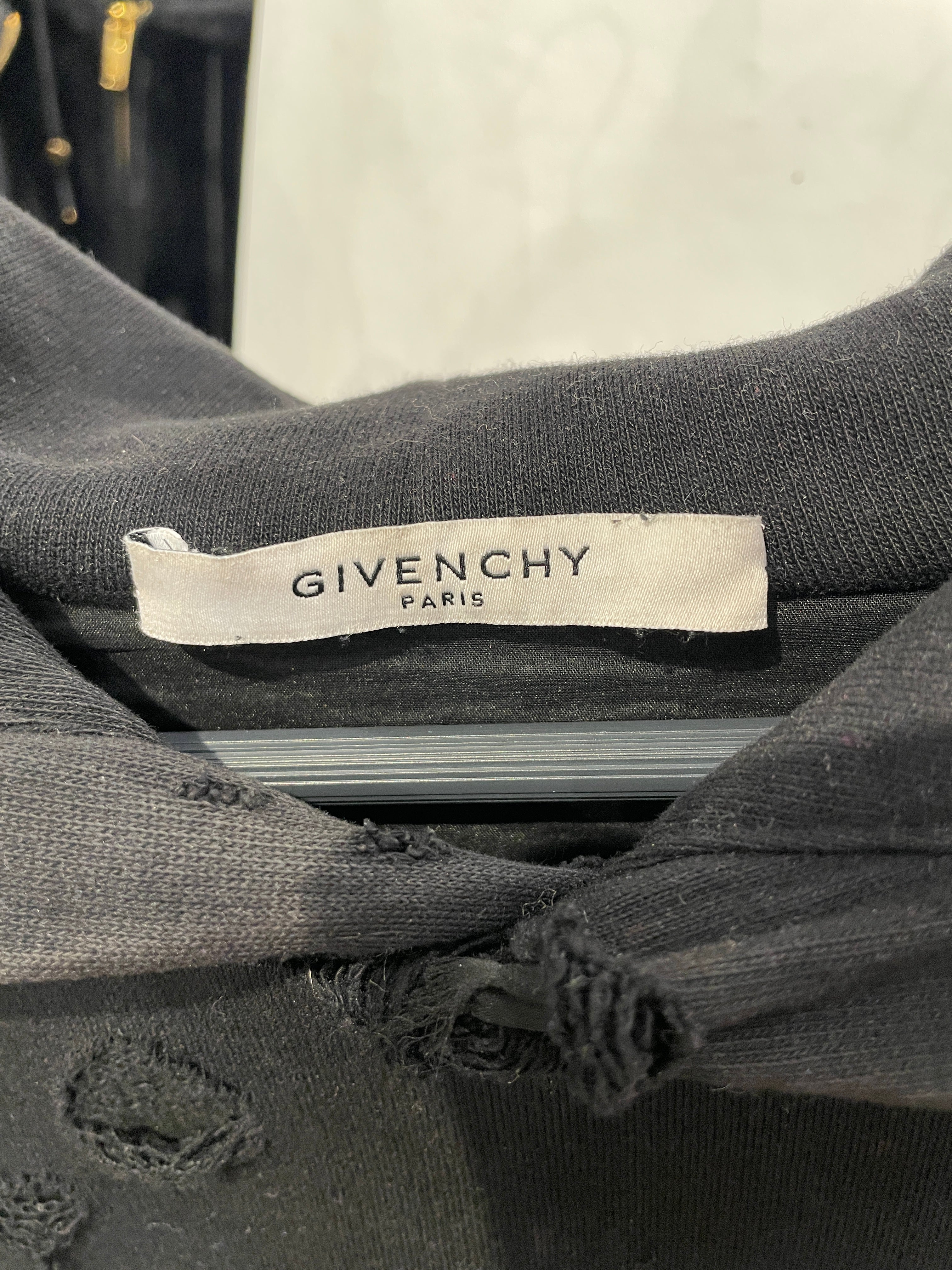 GIVENCHY/Hoodie/S/Cotton/BLK/DISTRESSED LOGO HOODIE view 4