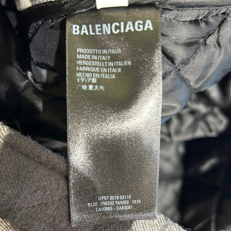 BALENCIAGA/Flannel Shirt/44/Wool/BLK/Plaid/PADDED FLANNEL