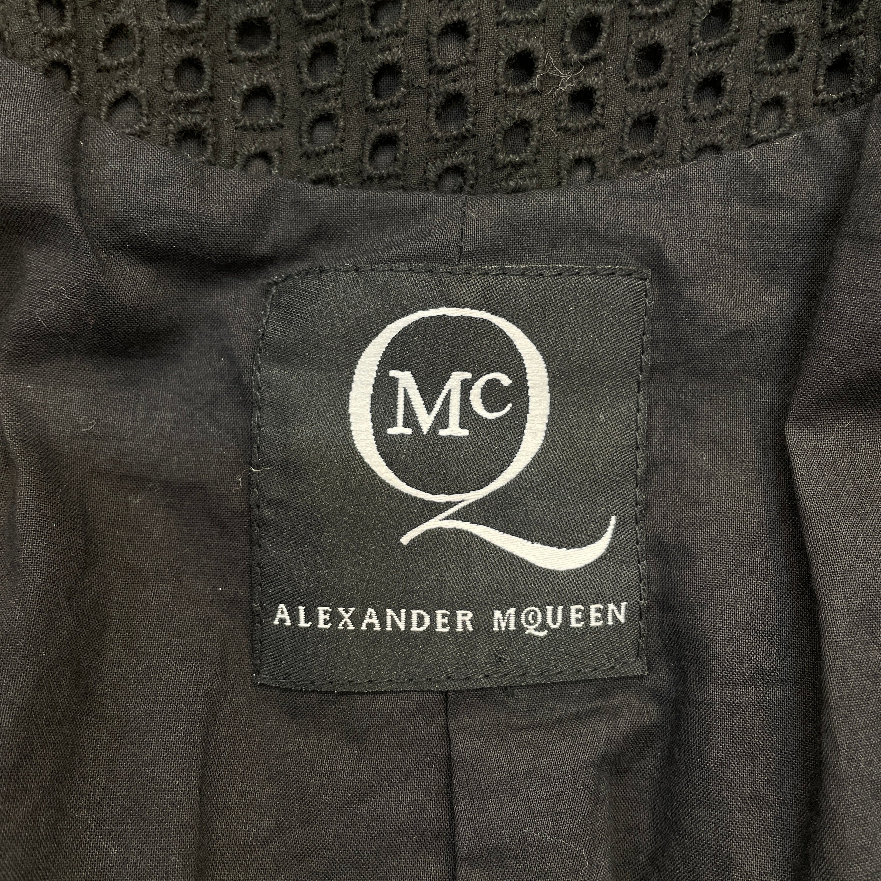 Alexander McQueen/Tailored Jkt/36/Cotton/BLK/cropped collared jacket view 3