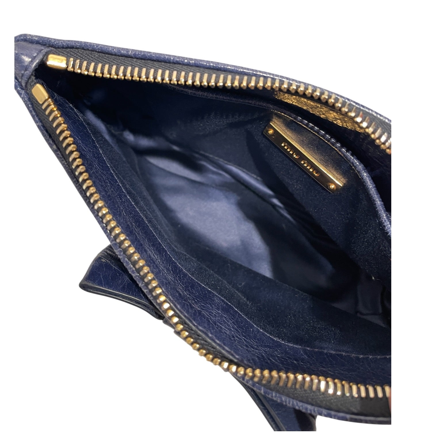 MIU MIU/Hand Bag/Leather/NVY/Vitello Lux Ribbon Bow Pochett view 6