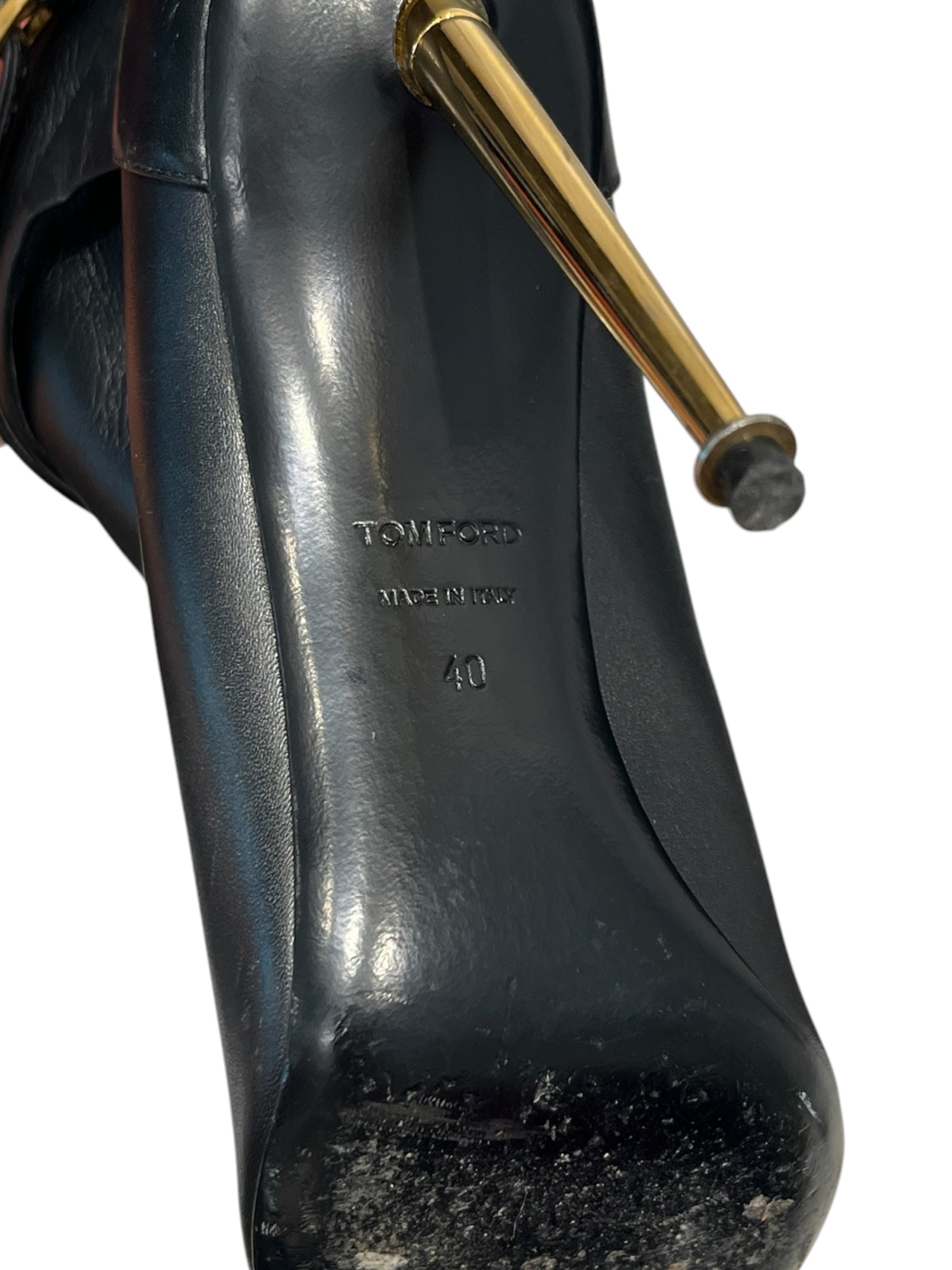 TOM FORD/Heels/EU 40/Leather/BLK/Knee High boot heel view 4