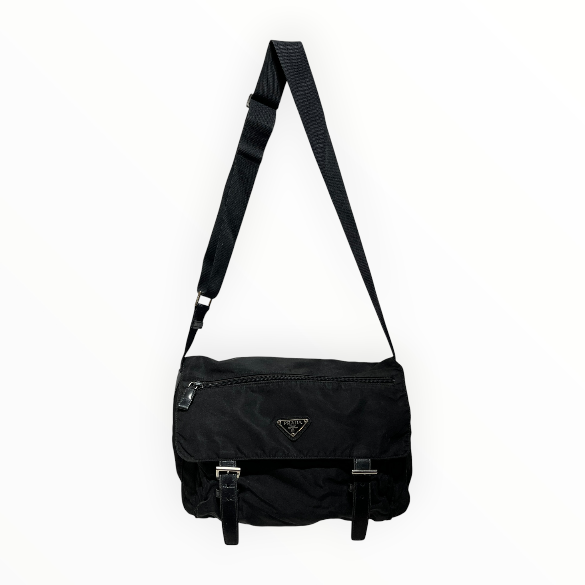 PRADA/Cross Body Bag/Nylon/BLK/tessuto messenger view 1
