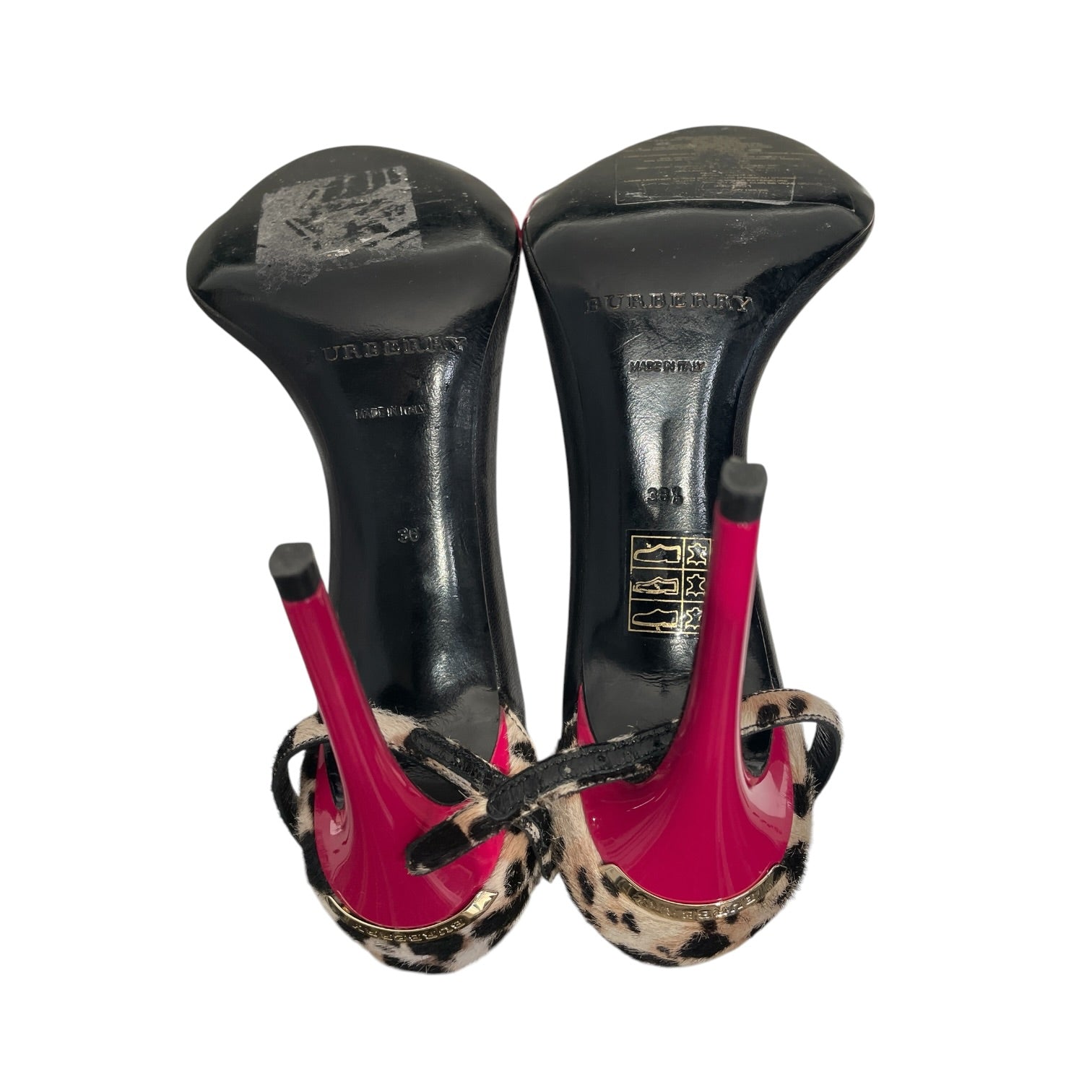 BURBERRY/Heels/US 5.5/Leather/BLK/Prorsum Pink Toe Strap Heels view 4