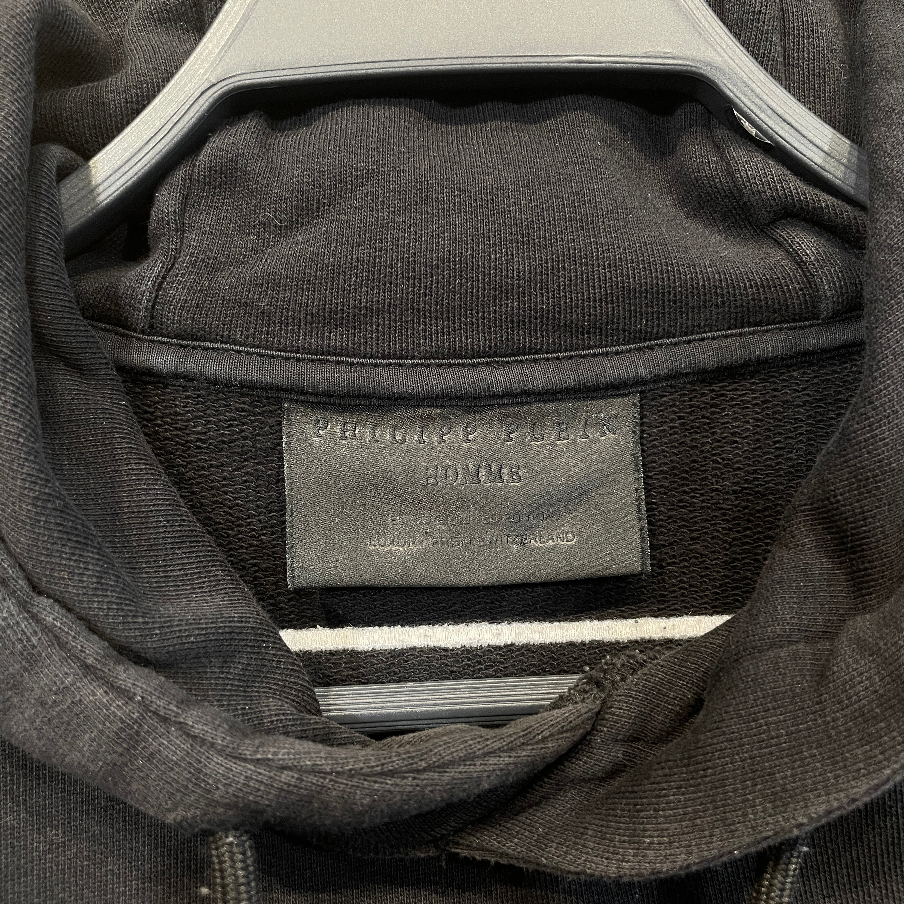 PHILIPP PLEIN/Hoodie/L/Graphic/Cotton/BLK/Caution Warning Hoodie view 4