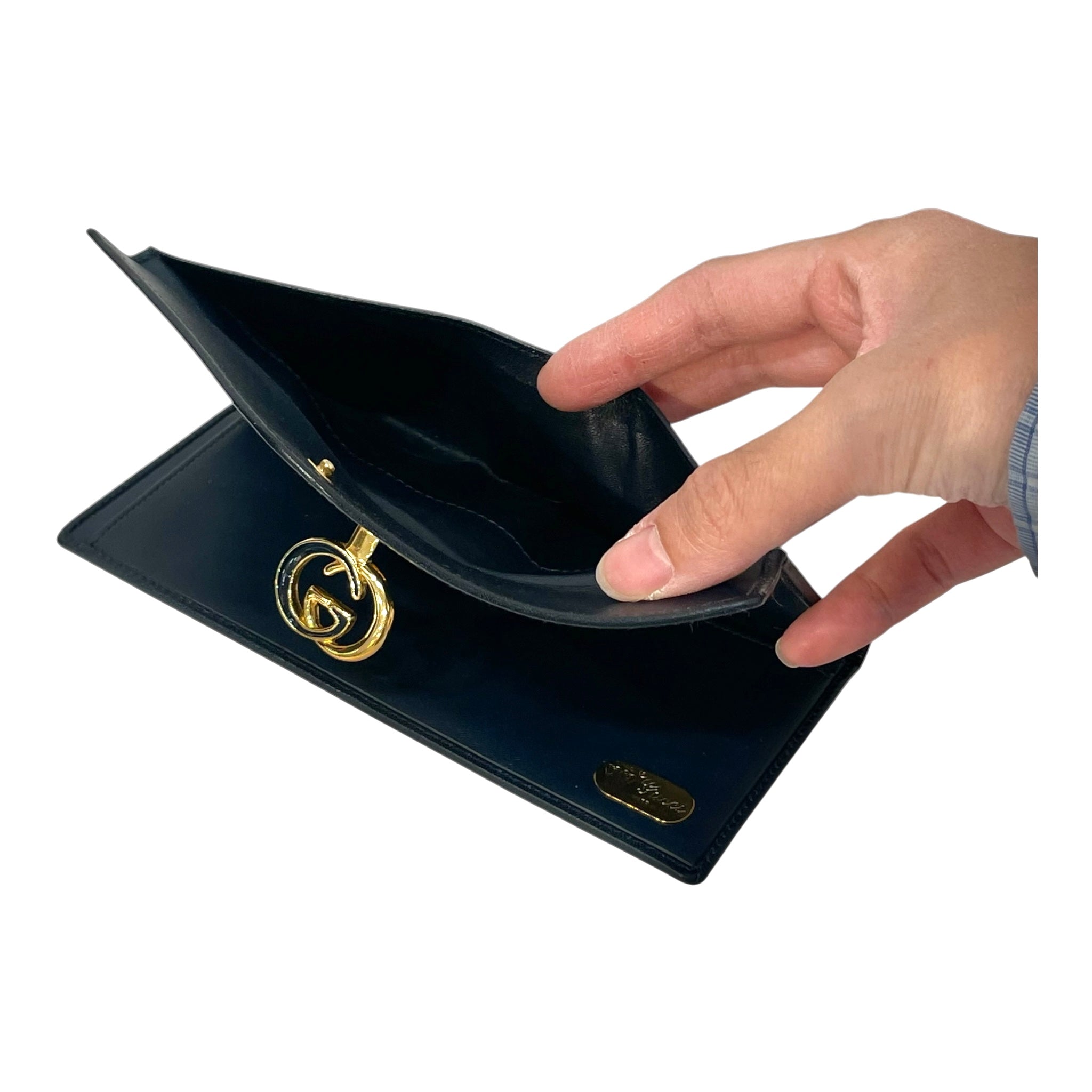 GUCCI/Bifold Wallet/Monogram/Leather/NVY/L's/Vintage view 4