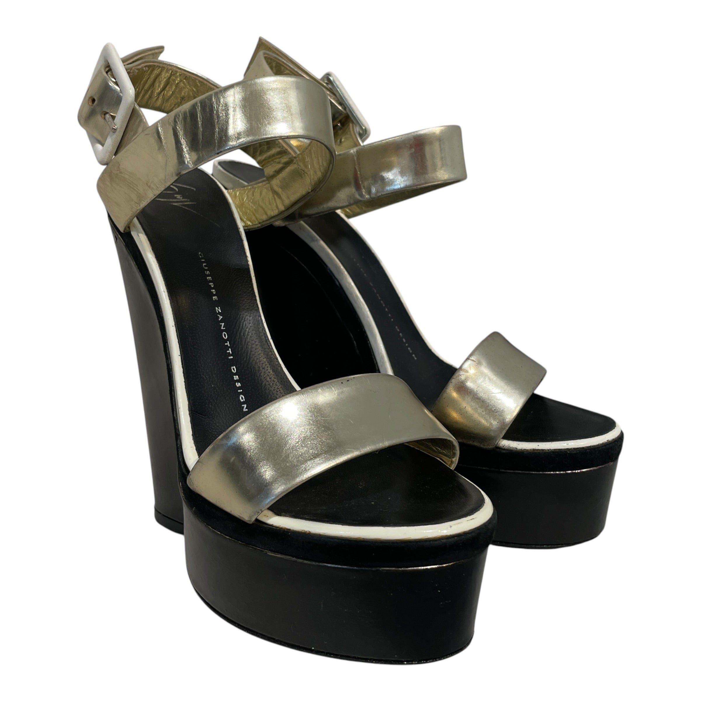Giuseppe Zanotti/Heels/EU 38/Leather/BLK/Mettalic Platform view 1