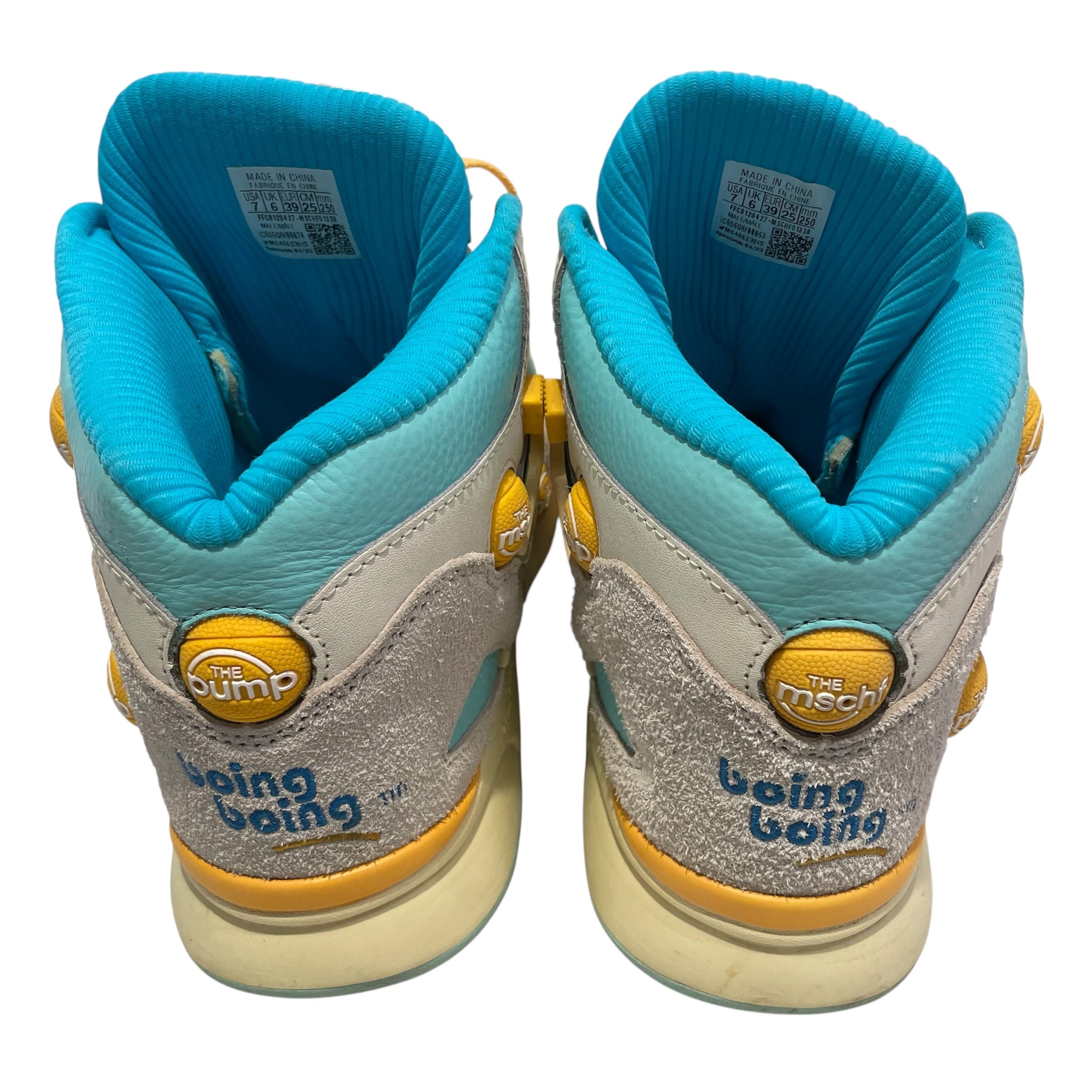 MSCHF/Reebok/Hi-Sneakers/US 7/MLT/pumps omni zone/aqua/wht/yllw view 4