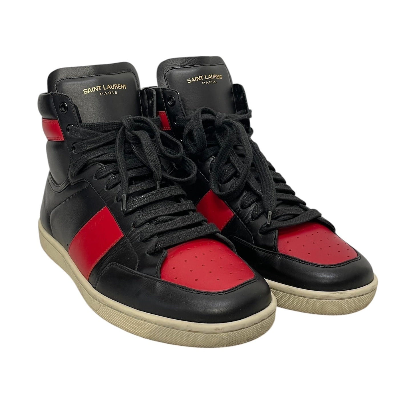 SAINT LAURENT/Hi-Sneakers/US 7/Cotton/BLK/Court Classic High Top BLK/RD view 1
