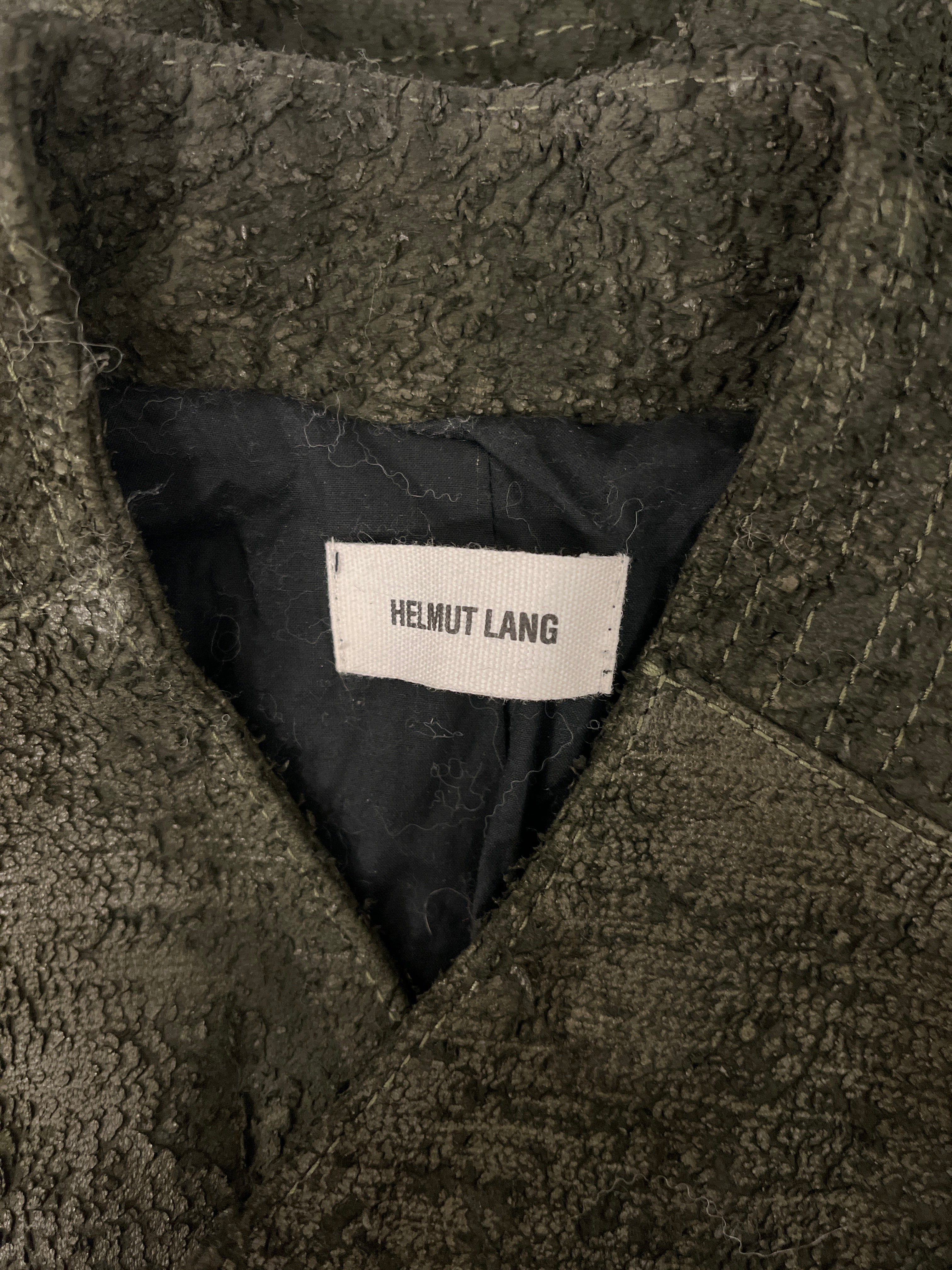 Helmut Lang/Leather Jkt/Leather/GRN/TEXTURED BIKER ASYMMETRICAL view 3