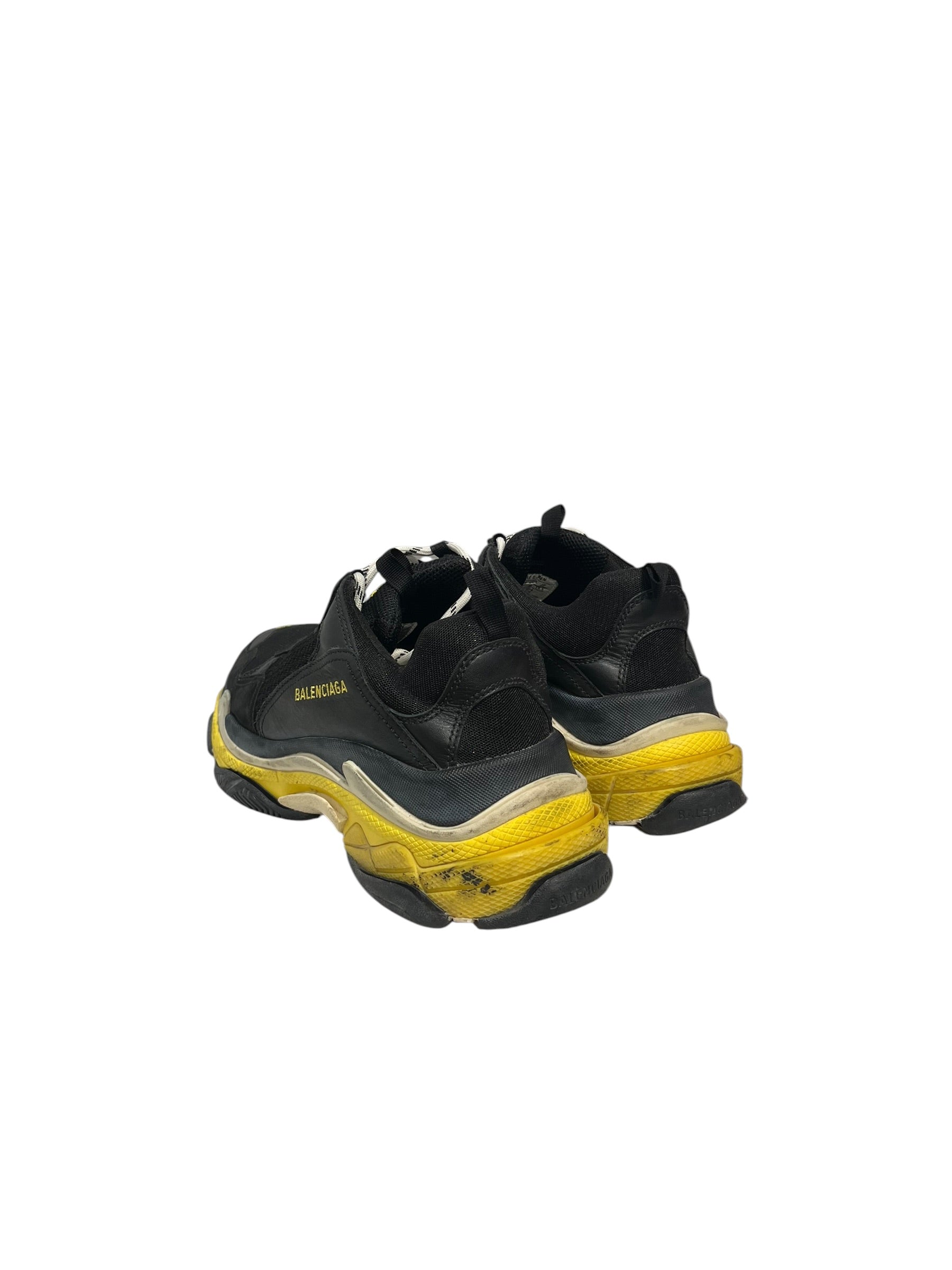 BALENCIAGA/Low-Sneakers/EU 43/Cotton/BLK/YELLOW SOLE & LOGO TRIPLE S view 2