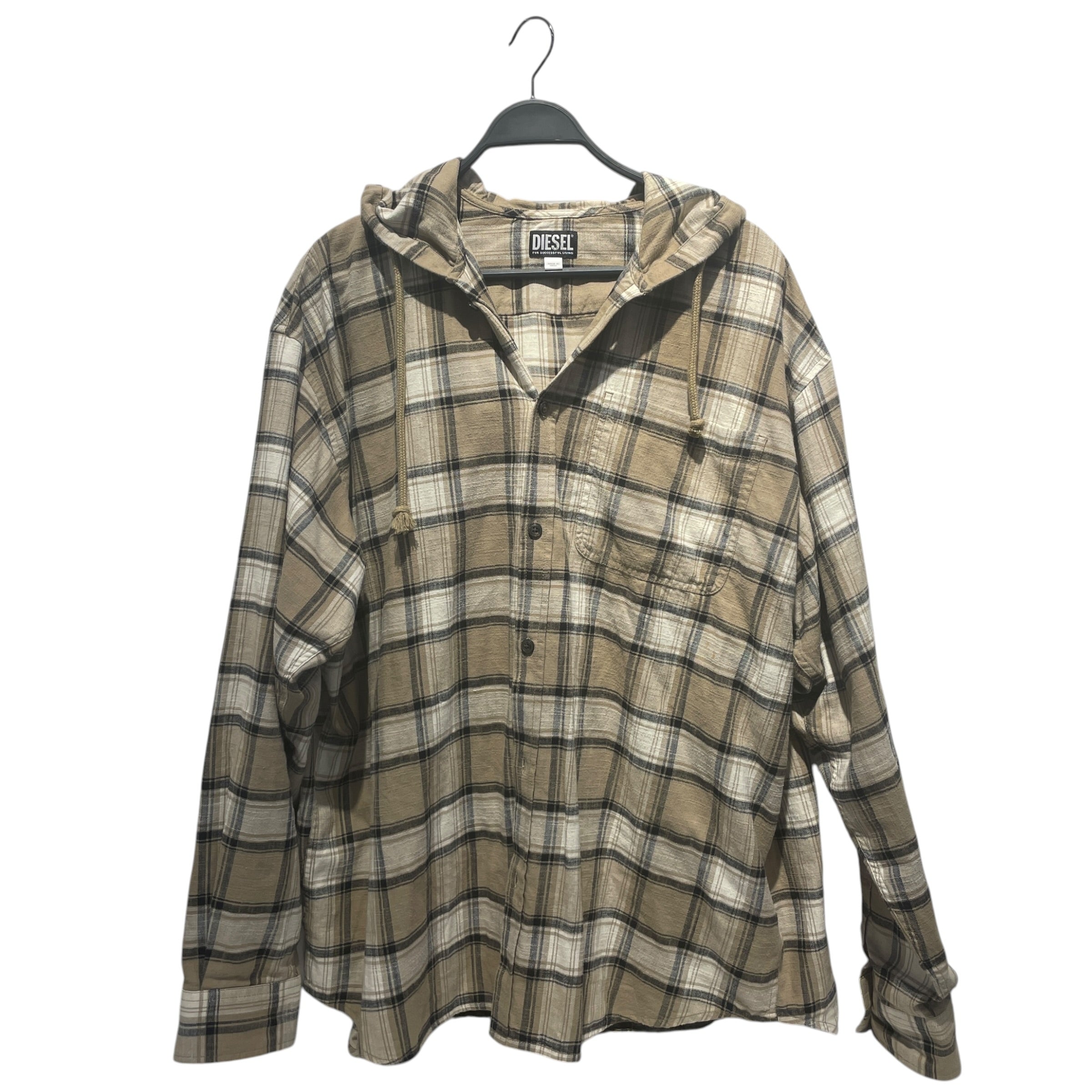 DIESEL/Flannel Shirt/L/Cotton/BRW/Plaid/Flannel Hoodie view 1
