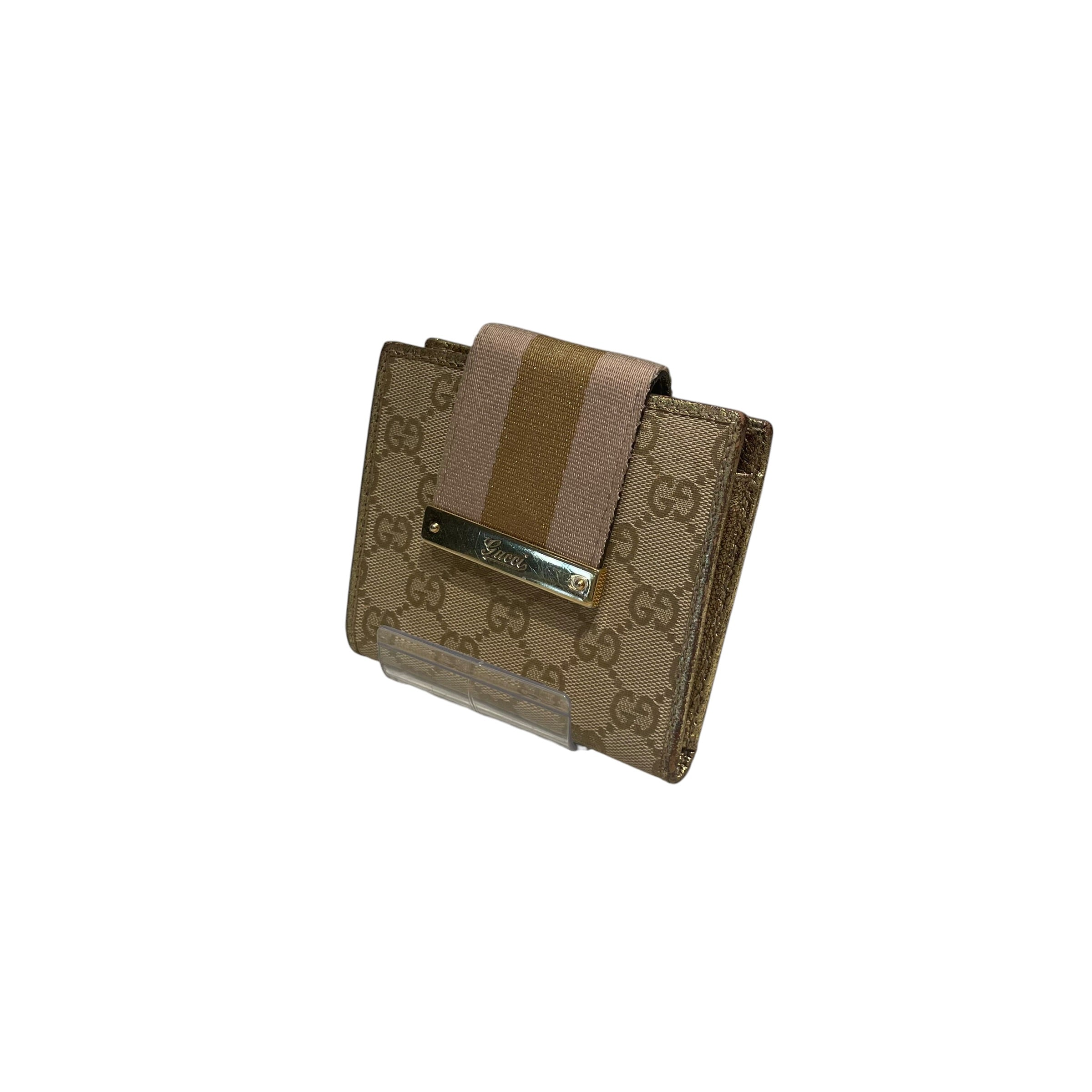 GUCCI/Wallet/Leather/BEG/L's/Pink & Gold French Flap view 1