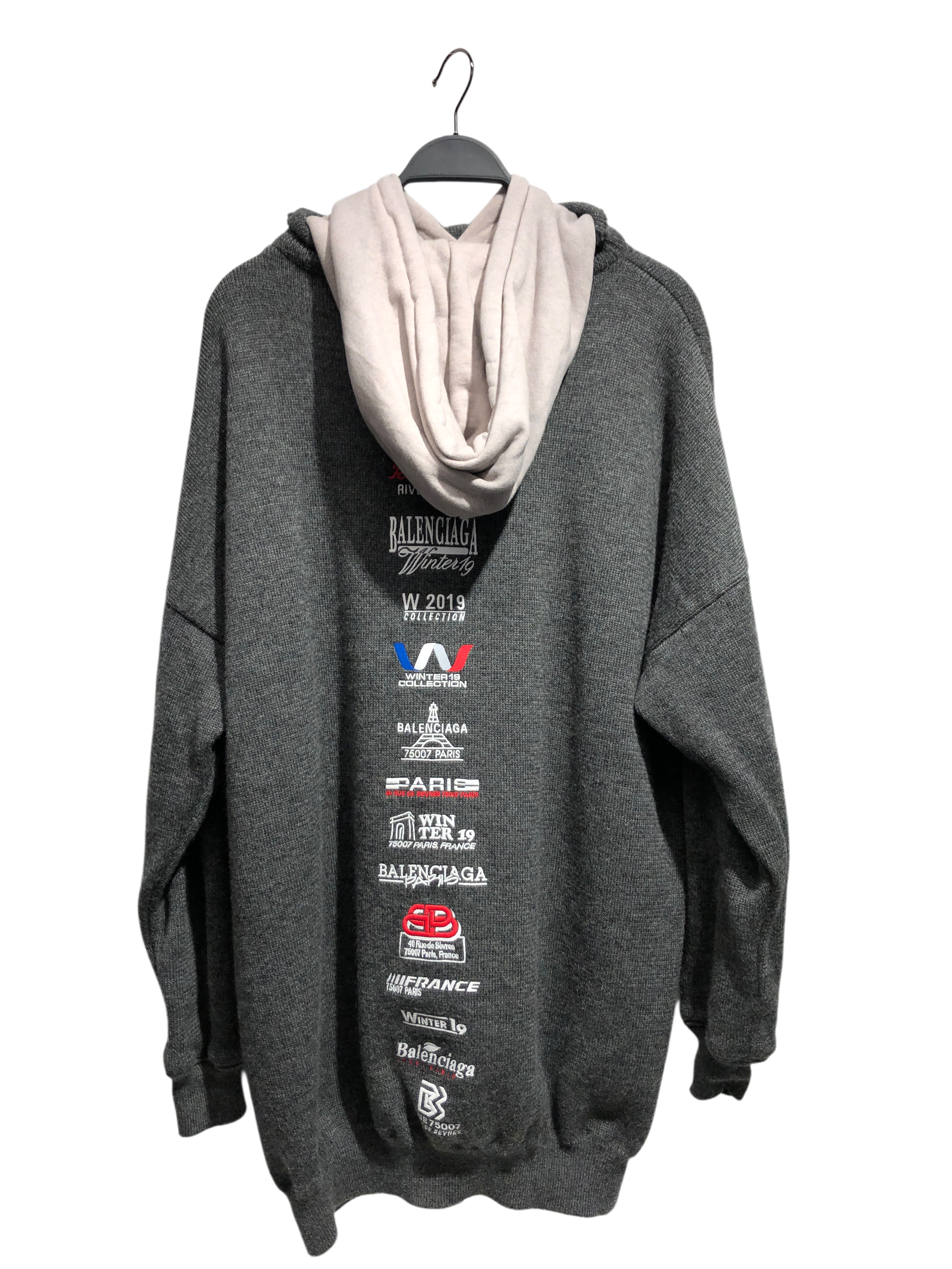 BALENCIAGA/Hoodie/XL/Wool/GRY/WOOL HOODED W/ CENTER BACK HIT view 2