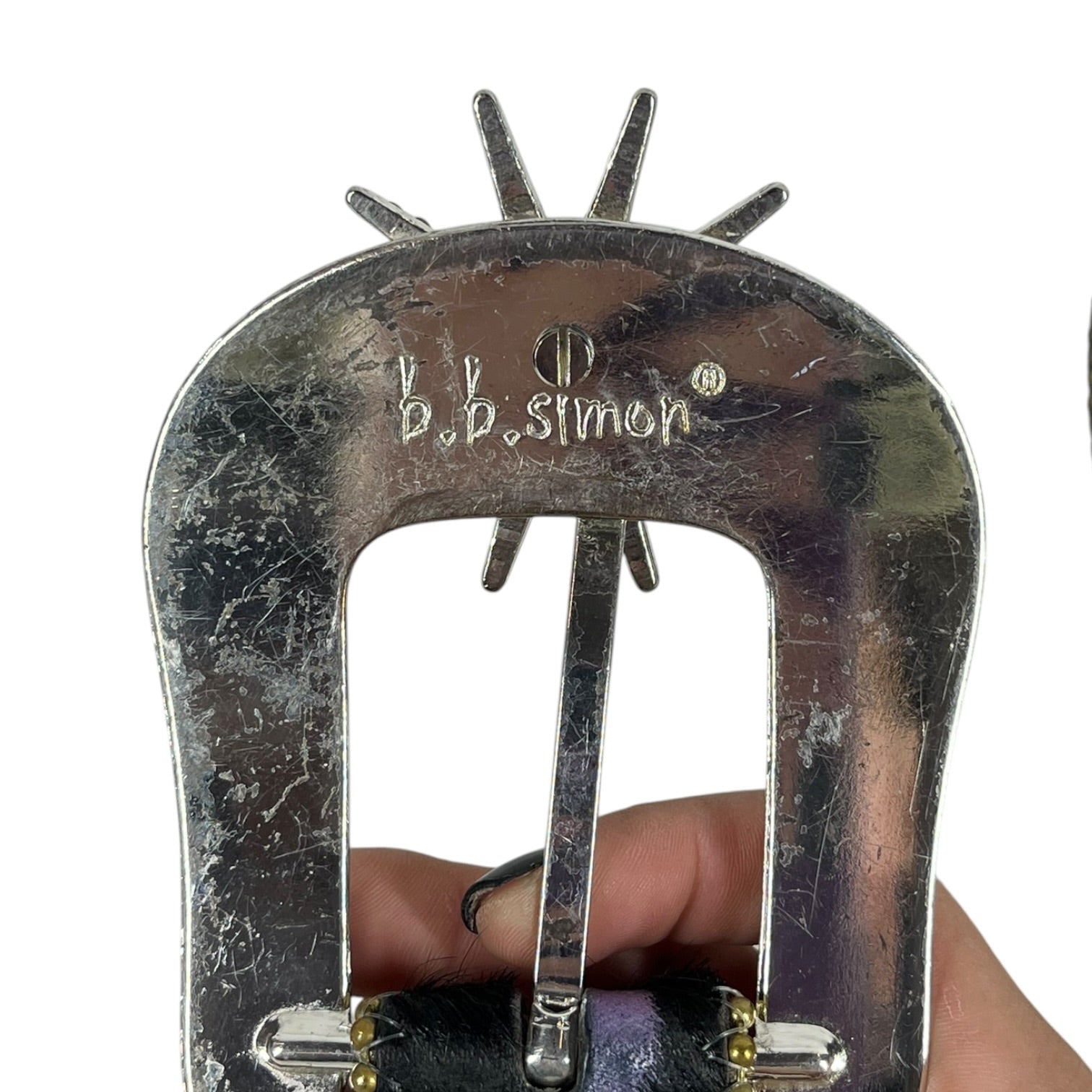 b.b.simon/Belt/Fur/BLK/STUDDED STAR BELT view 3