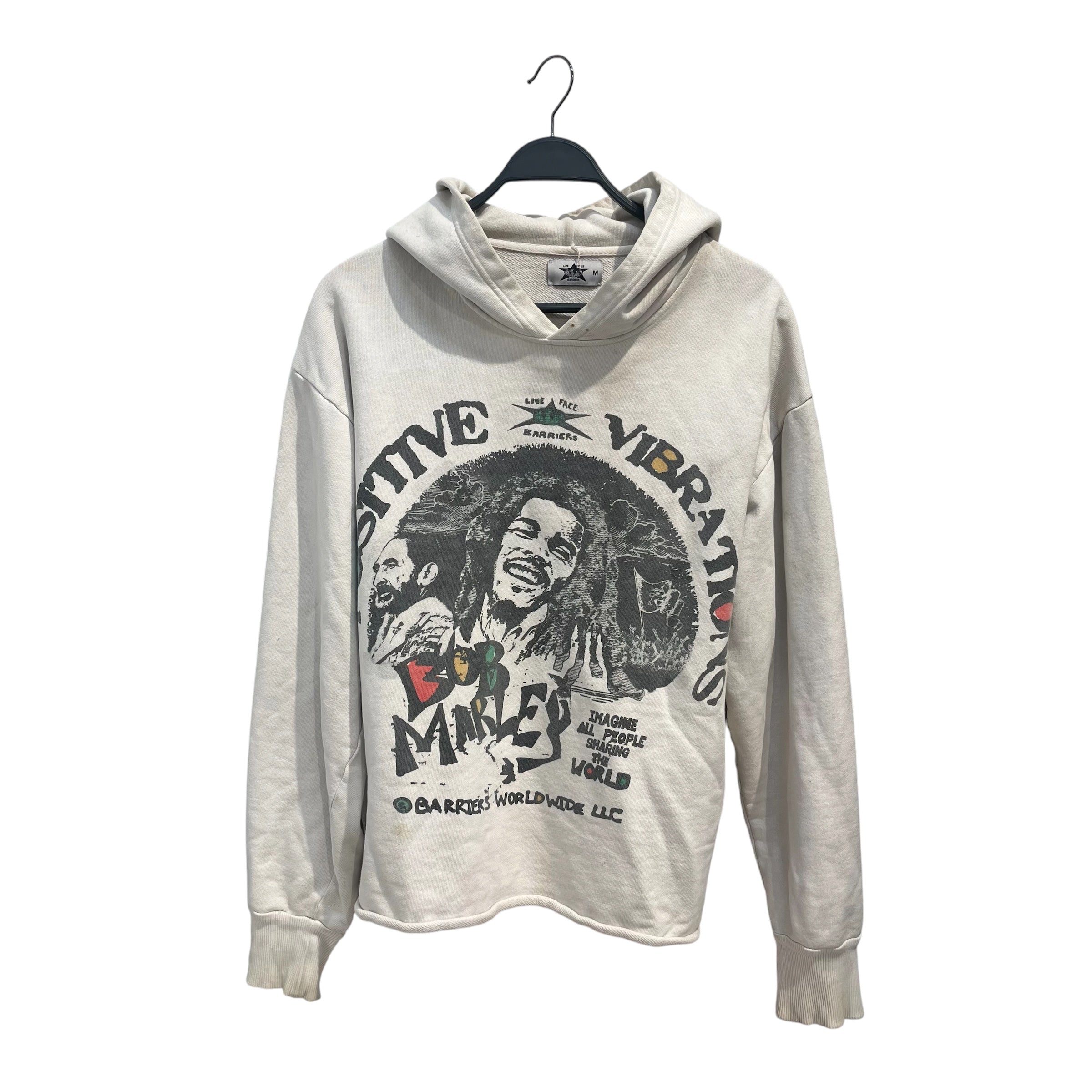 BARRIERS/Hoodie/M/Cotton/WHT/BOB MARLEY GRAPHIC view 1