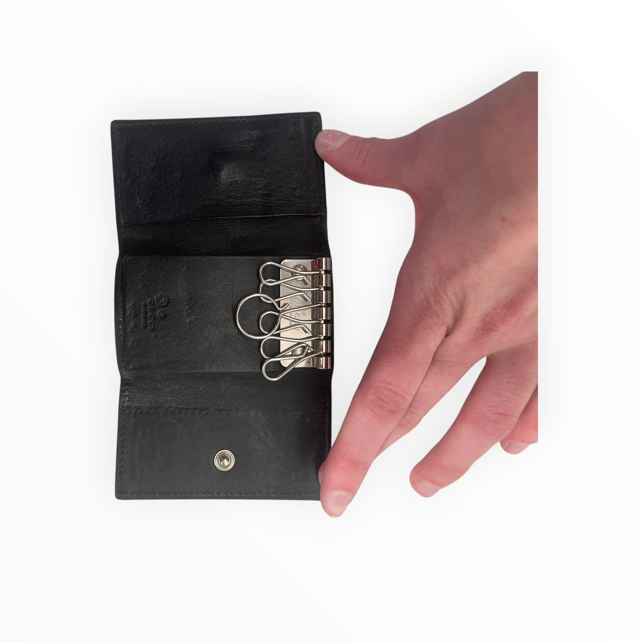 GUCCI/Key Holder/Monogram/Leather/BLK/guccissima leather key holder view 5