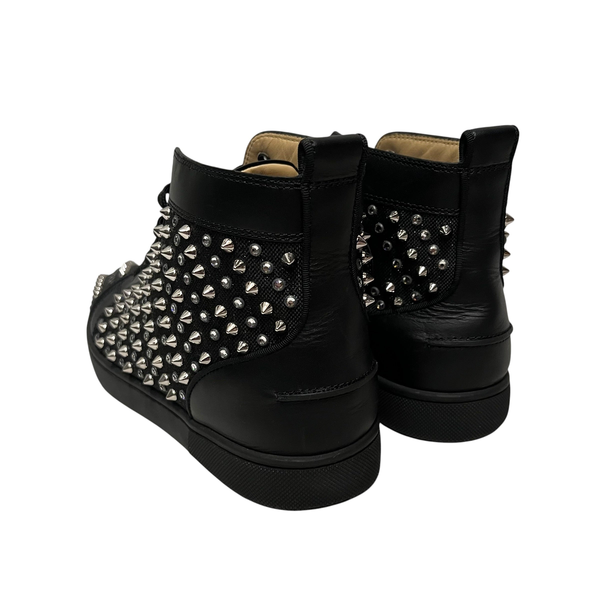 Christian Louboutin/Hi-Sneakers/US 8.5/Leather/BLK/spike view 2