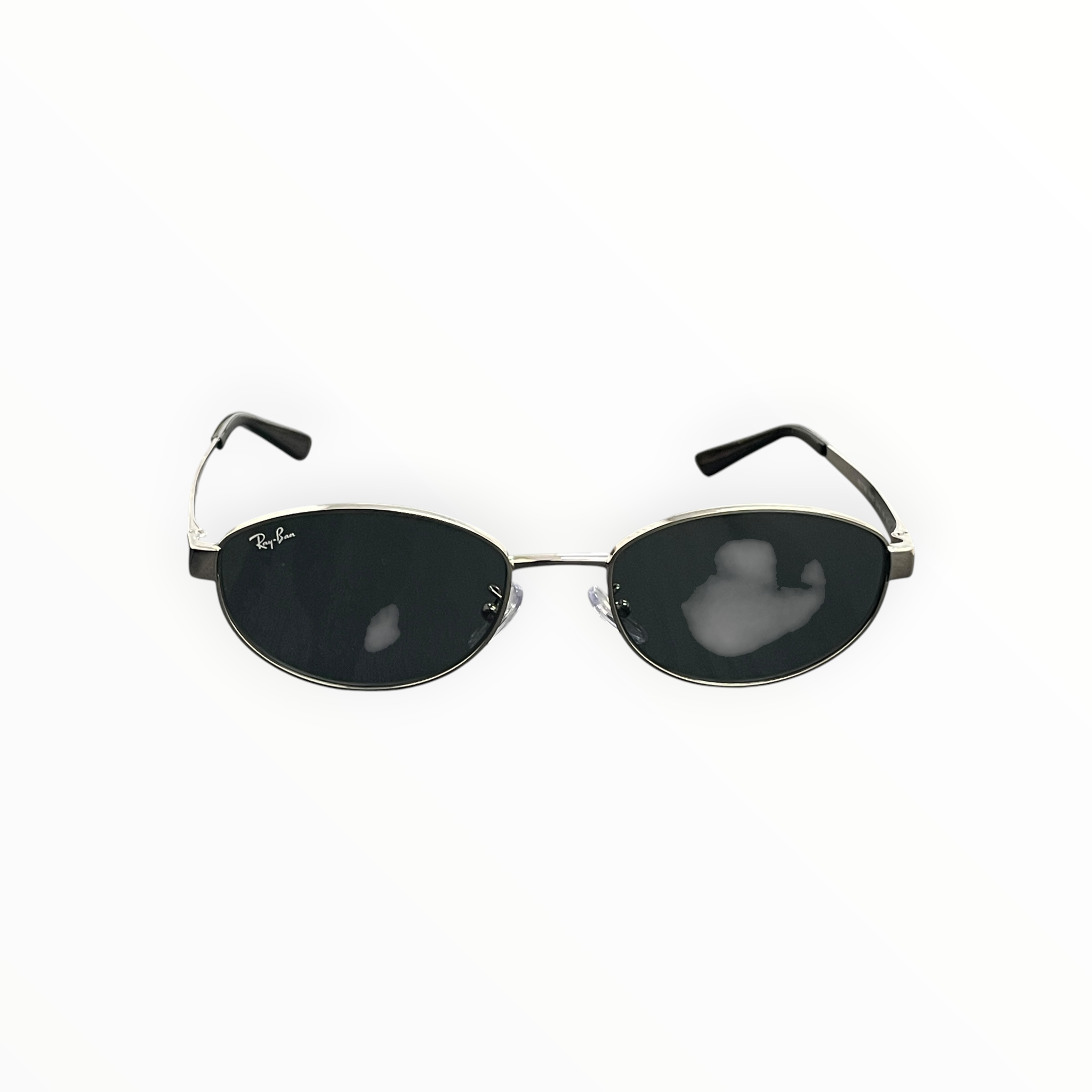 Ray-Ban/Sunglasses/Plastic/SLV/Oval/L's/silver metal/darklens view 1
