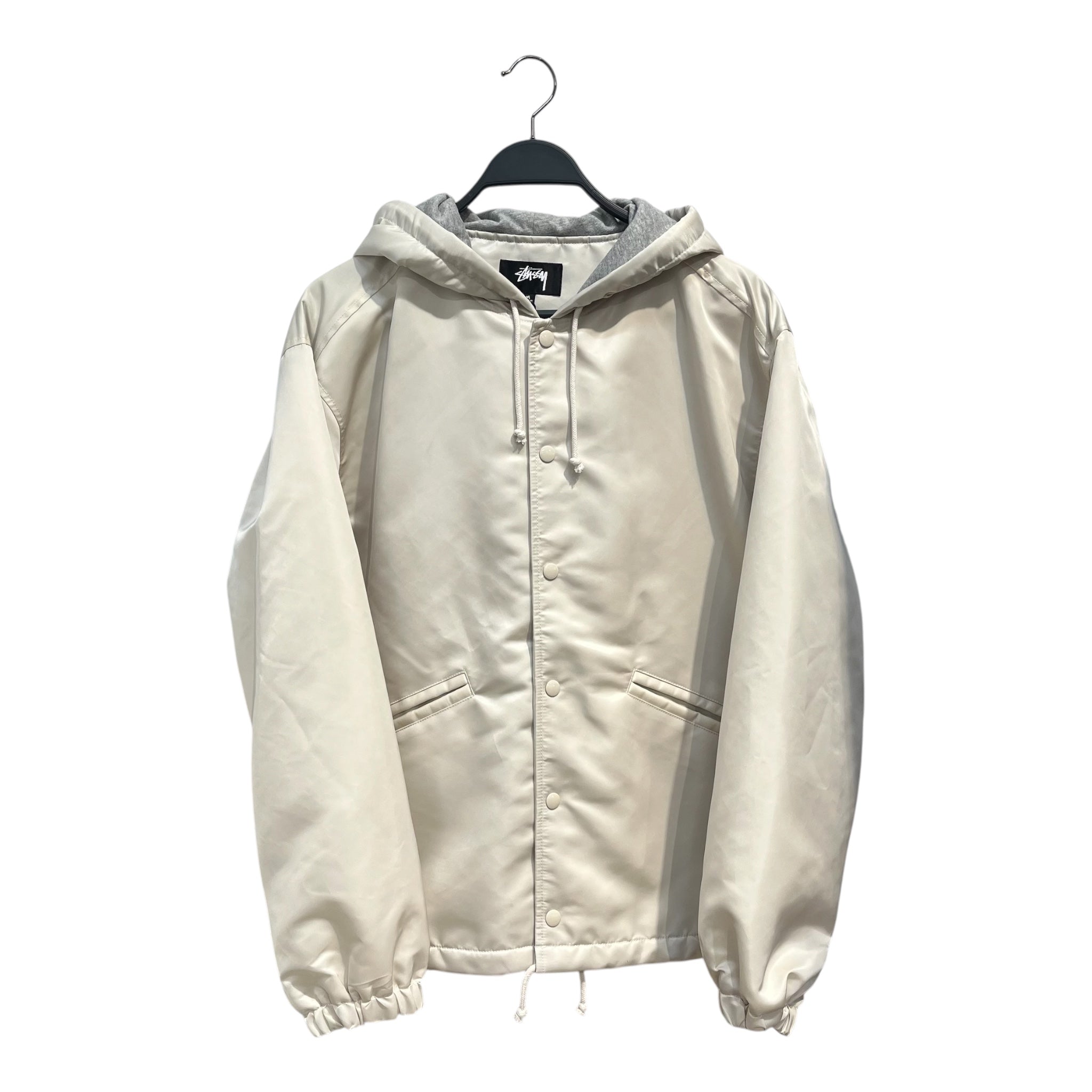 STUSSY/Track Jkt/M/Nylon/CRM/HOODED BONE JKT view 1