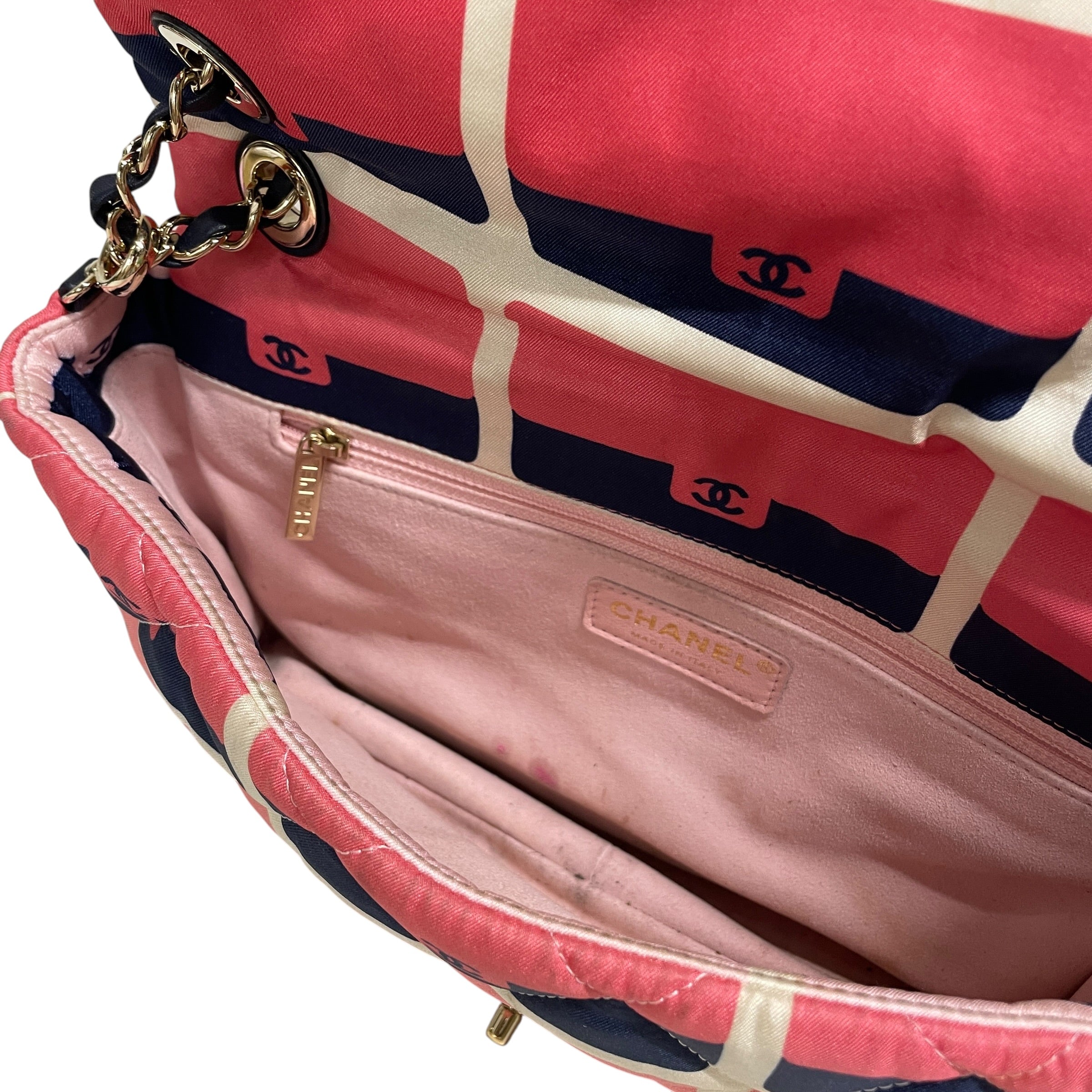 CHANEL/Cross Body Bag/Border/Cotton/PNK/White Border Blue n Pink view 4