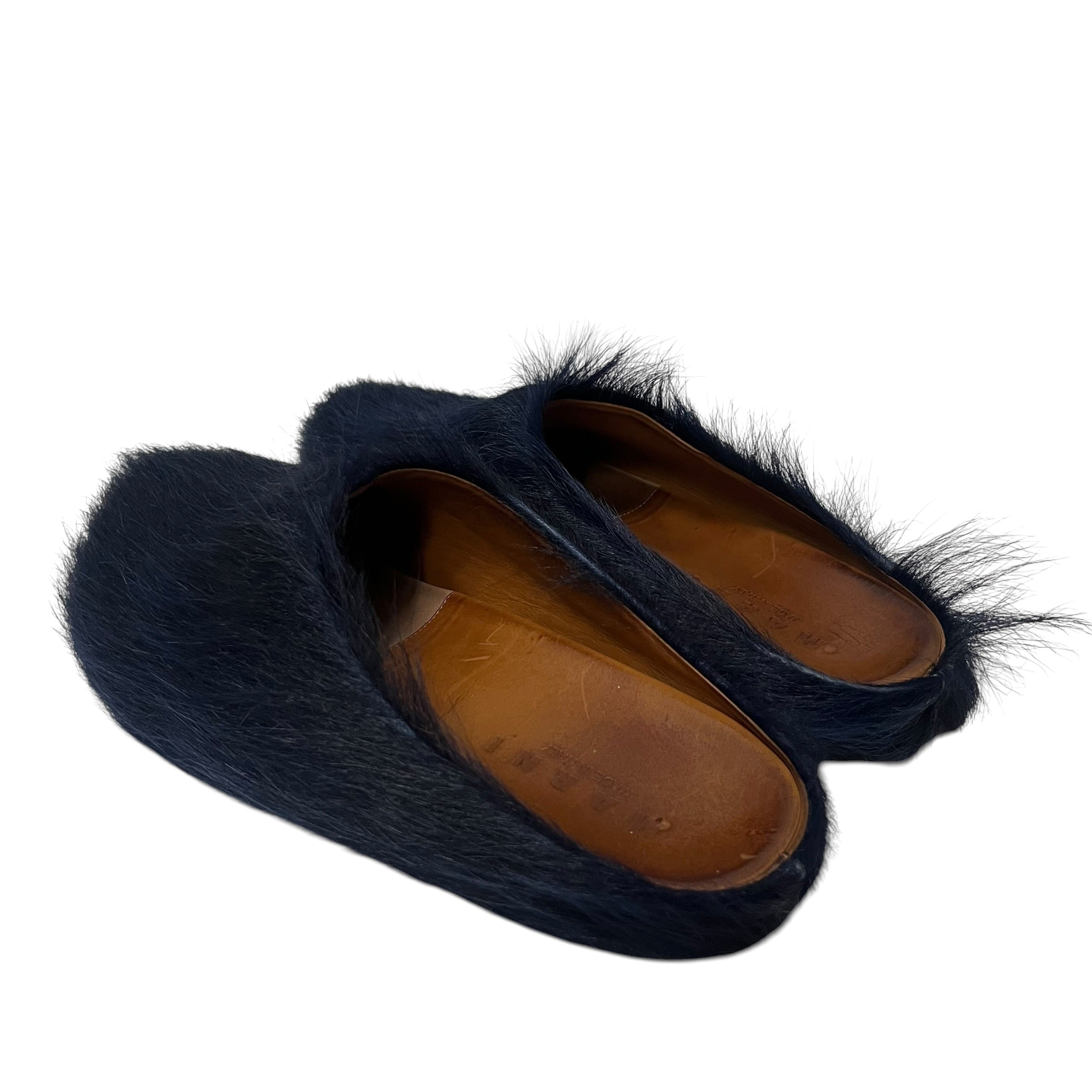 MARNI/Shoes/US 9/Fur/NVY/fur slides view 2